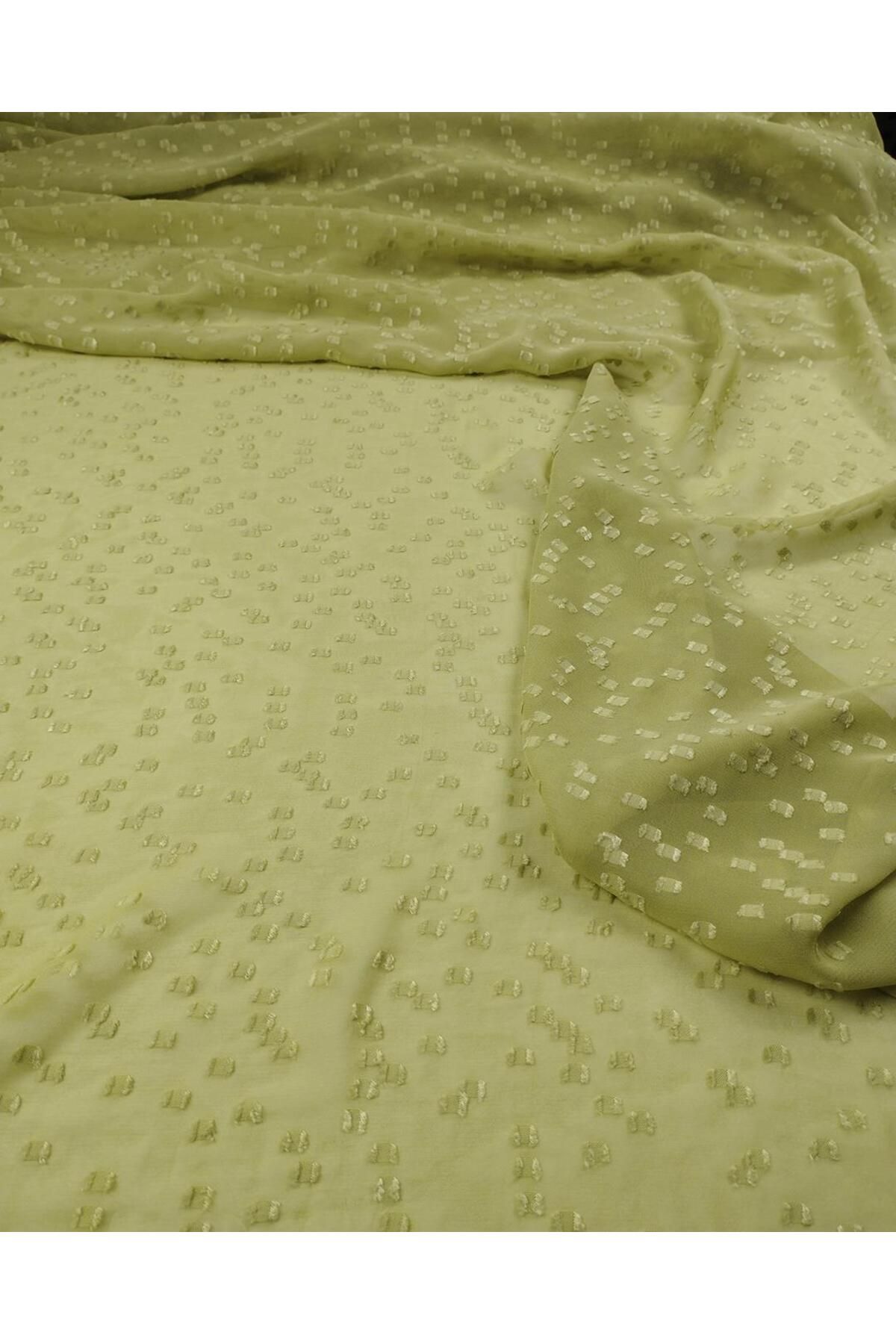 Kumaş Parça-Nopeli Chiffon in 100% Viscose Light Green Color (Width 140 cm X Length 230 cm) 3