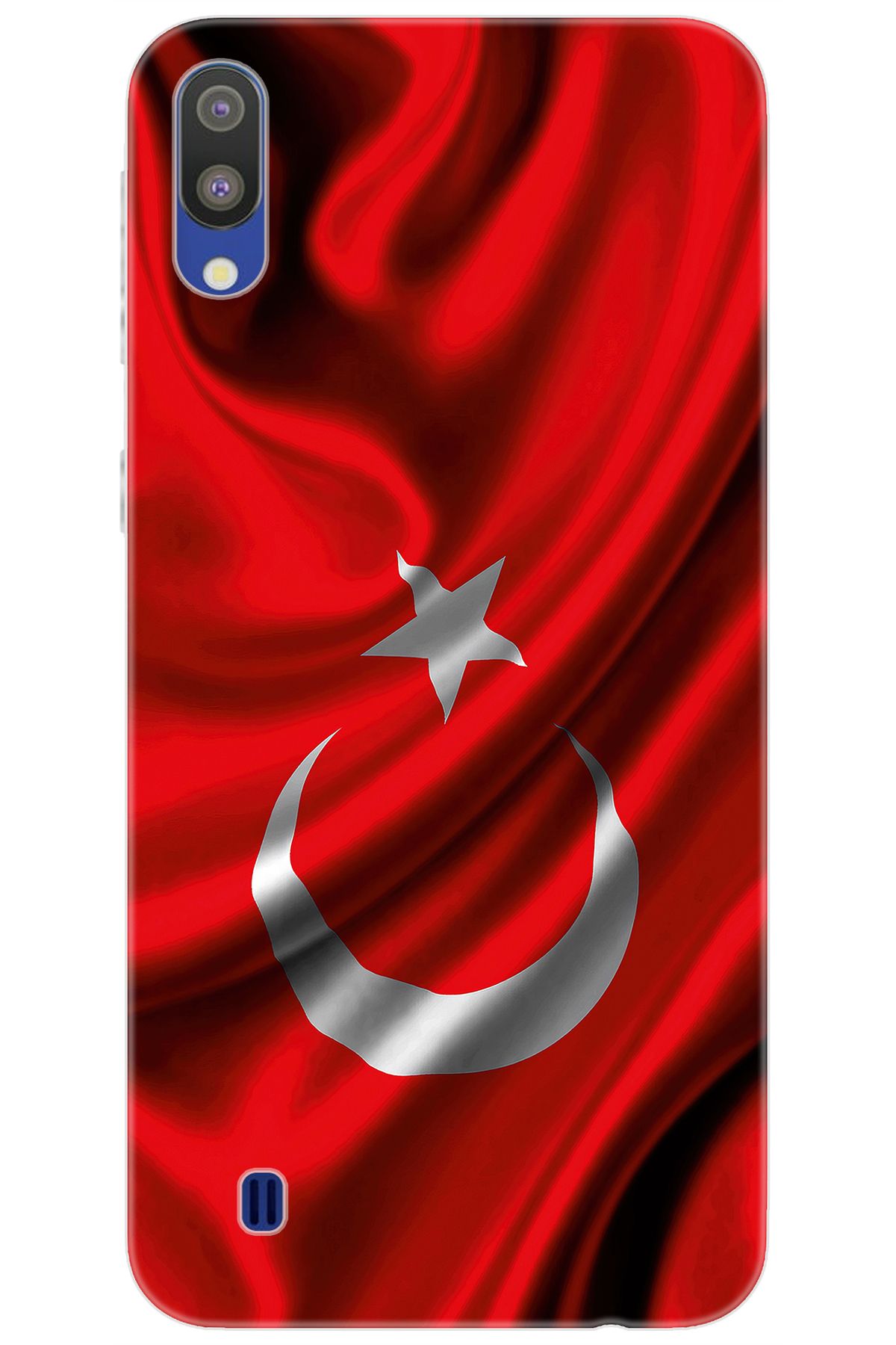 Ceppare Samsung Galaxy M10 (SM-M105F) Uyumlu Kılıf Desenli Silikon Dalgalı Türk Bayrağı STK:369 CP-o1Fg9GI