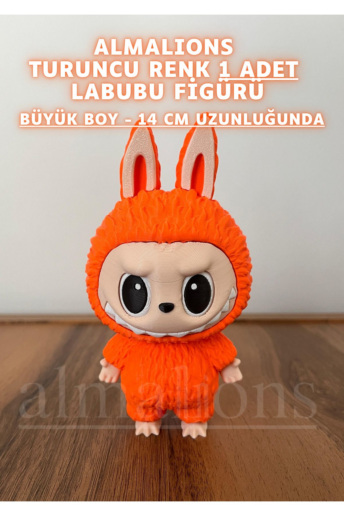 almalions 14 CM Büyük Boy Turuncu Renk Labubu Figürü - Plastik Figür - 1 Adet
