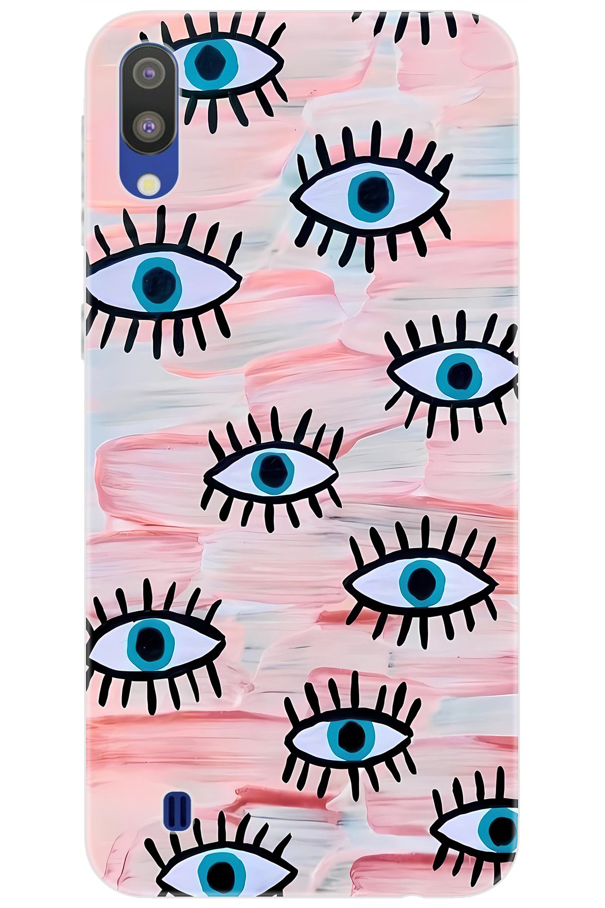 Ceppare Samsung Galaxy M10 (SM-M105F) Uyumlu Kılıf Desen Baskılı Silikon Nazarlık Gözler STK:661 CP-McM6pg1