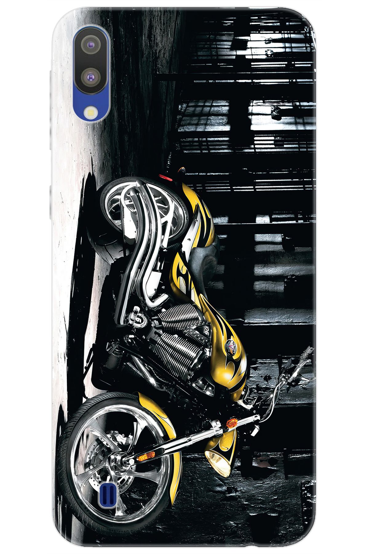 Ceppare Samsung Galaxy M10 (SM-M105F) Uyumlu Kılıf Desen Baskılı Silikon Motorcycle STK:297 CP-MF141Zj