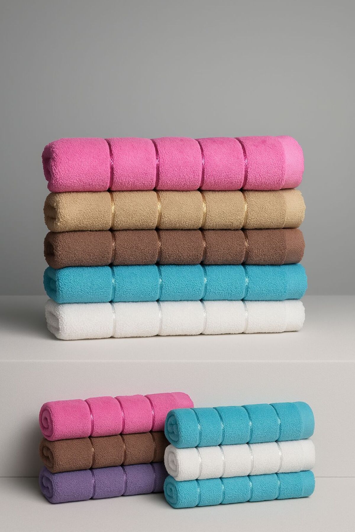 MiraTekstilÜrünleri Happy Cotton %100 Pamuk 6'lı El Yüz Havlusu(Turkuaz,Pembe,Beyaz,Kahve,Cappuccino,Mor)