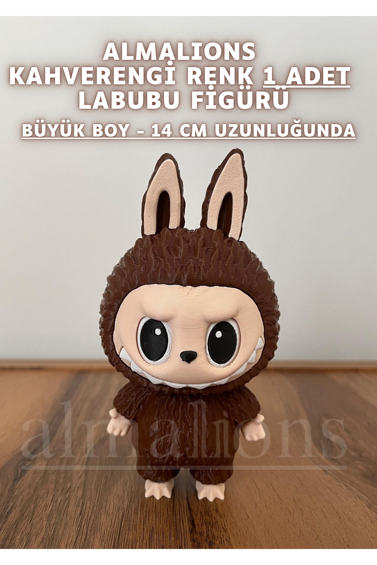 almalions 14 CM Büyük Boy Kahverengi Renk Labubu Figürü - Plastik Figür - 1 Adet