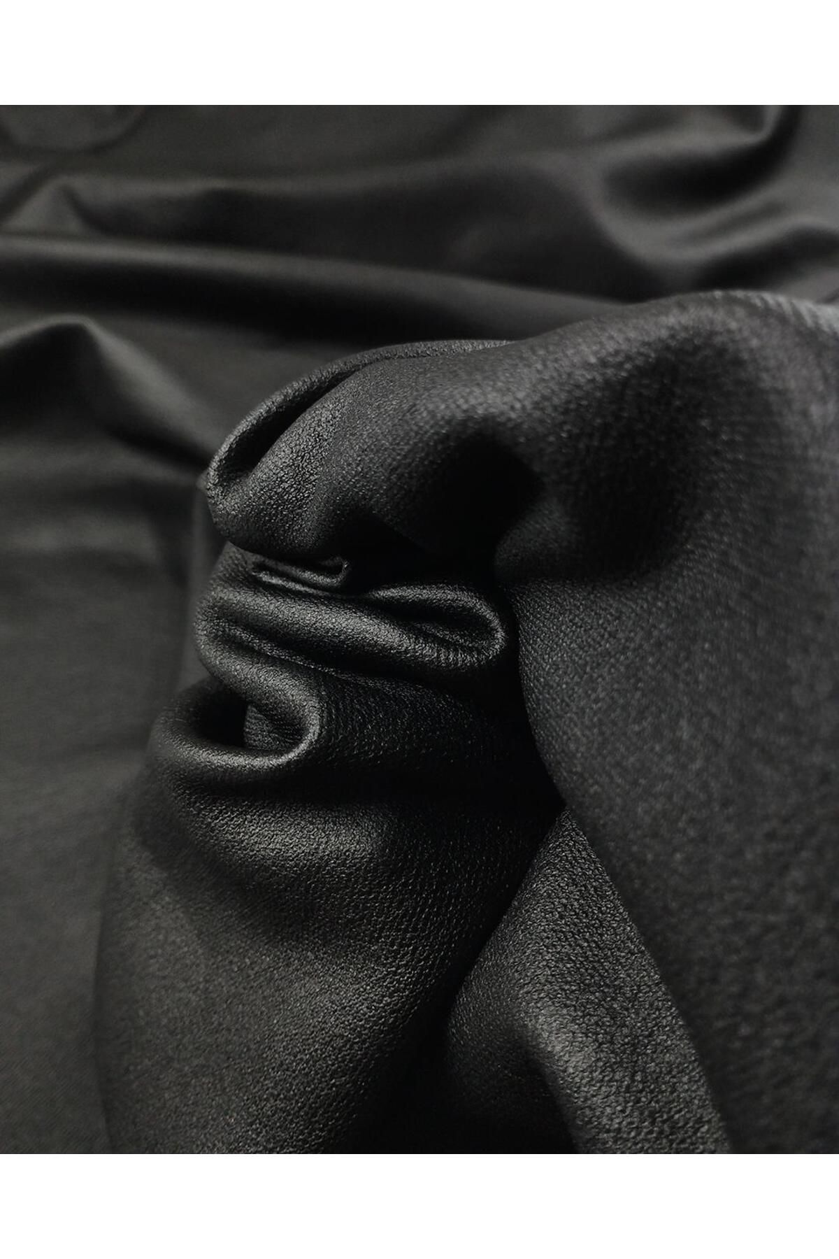Kumaş Parça-TEK EN Tok negru învelit tricotat interlock elastic (lățime 95 cm x lungime 270 cm) 1