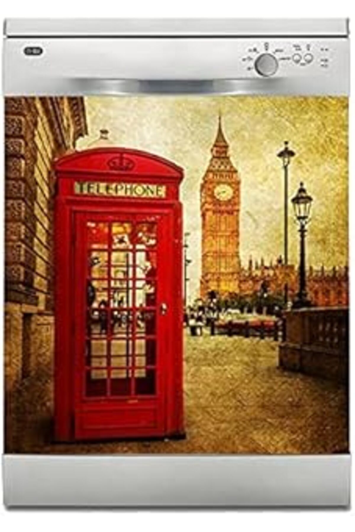 Roses Store Bulaşık Makinesi Sticker Kaplama Beyaz Eşya Kaplama Londra Sokak Kulübe