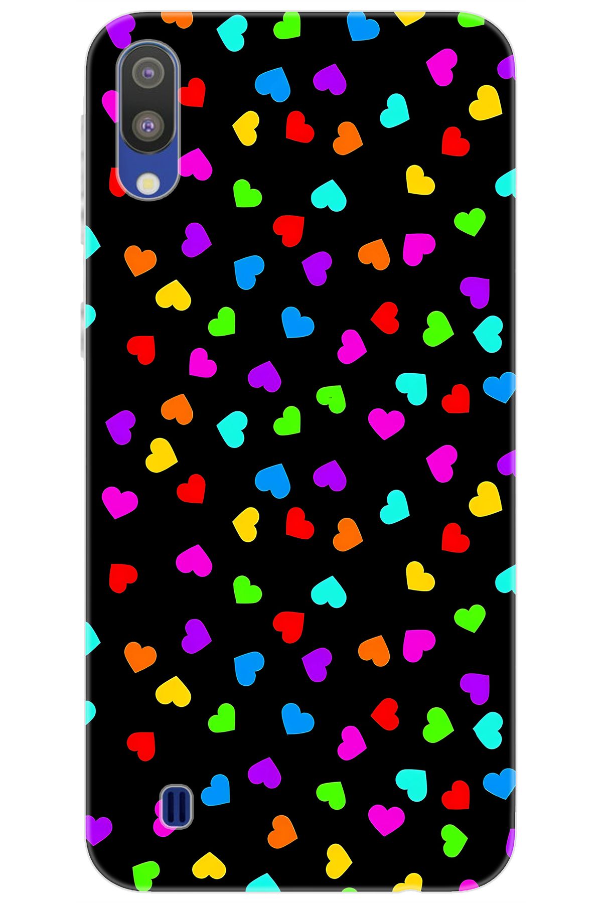 Ceppare Samsung Galaxy M10 (SM-M105F) Uyumlu Kılıf Desenli Silikon Renkli Minik Kalpler STK:1017 CP-vyGTBhR