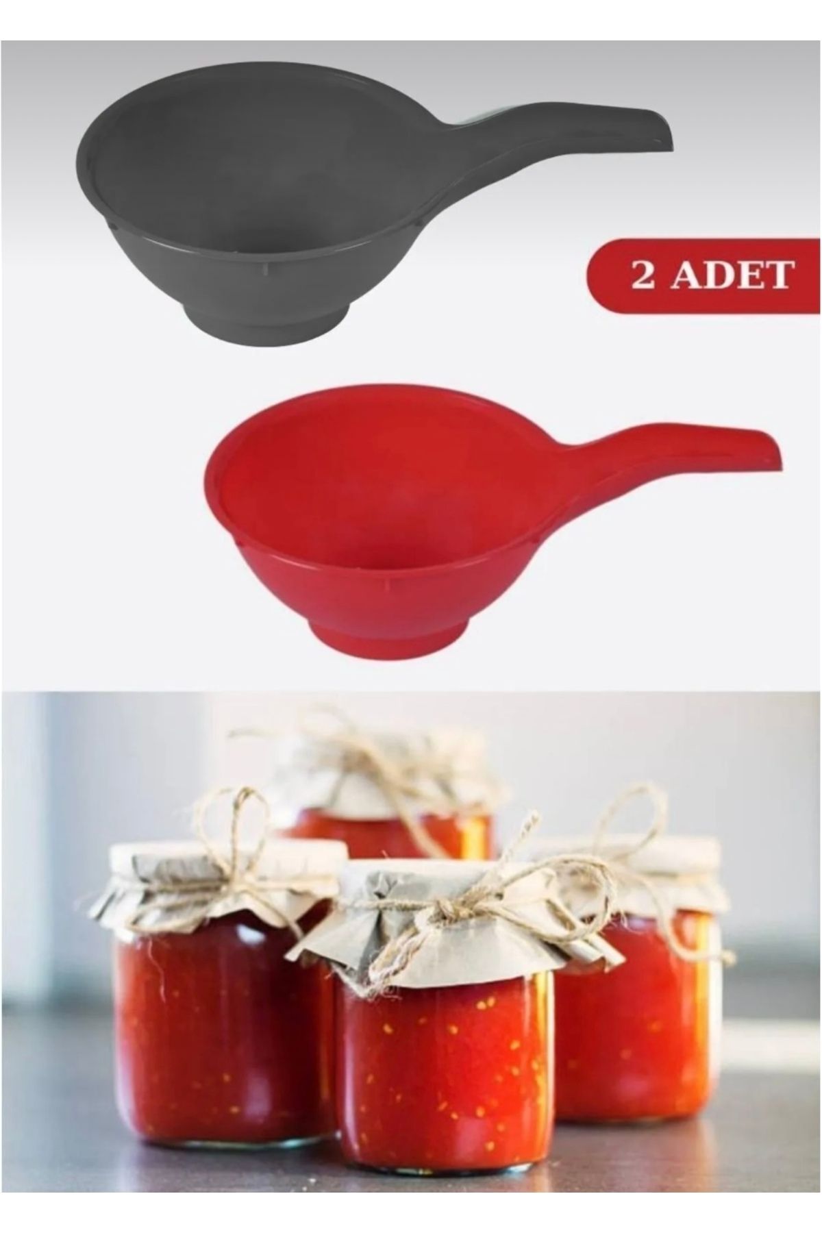 INTEREV 2 Adet Saplı Kavanoz ve Konserve Hunisi