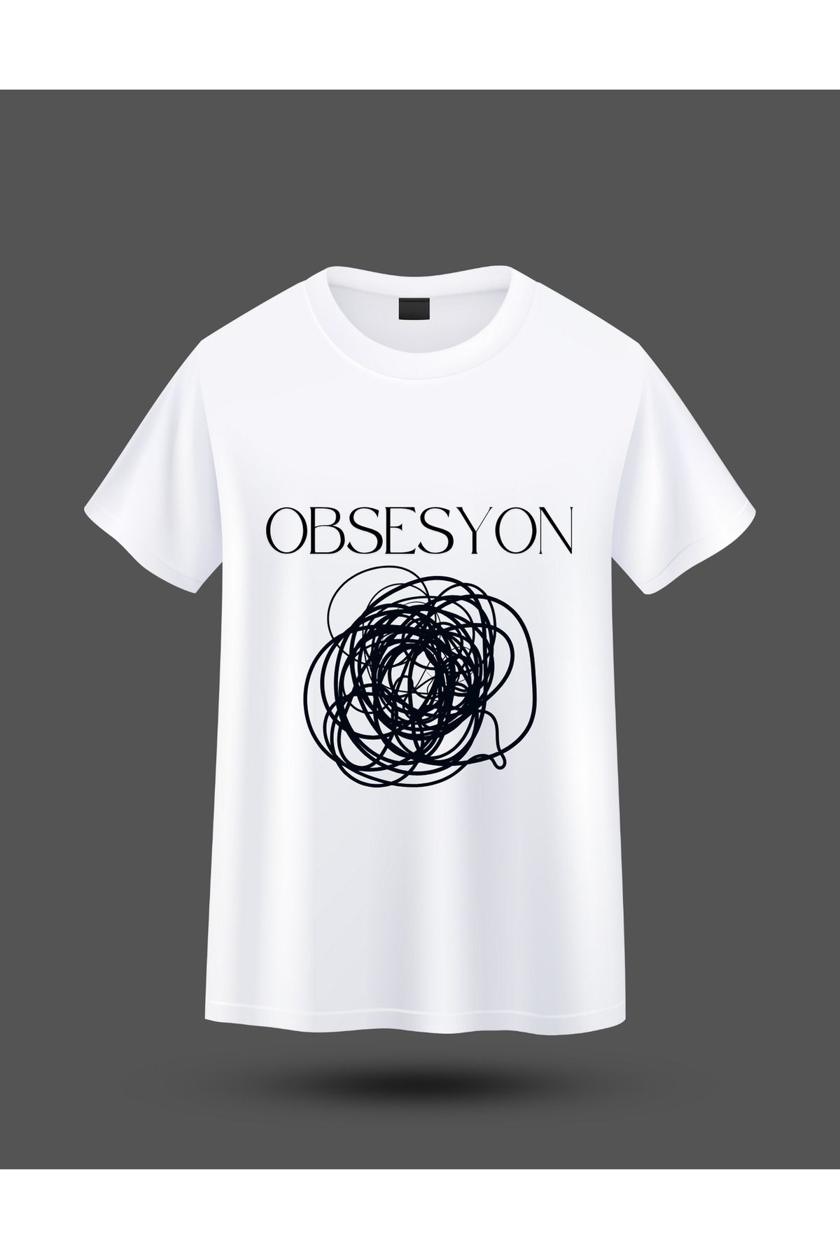 BERFA STORE Beyaz Basit Obsesyon (Takıntı) T-shirt