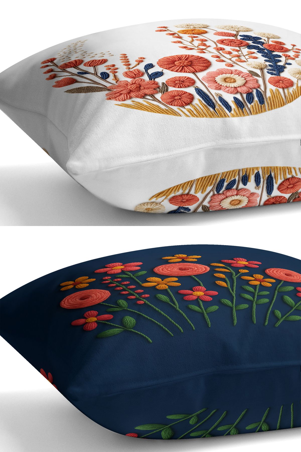 Bertille Home-Set de 3 huse de pernă cu imprimare digitală pe două părți (aspect de broderie cu model de puncție) 6
