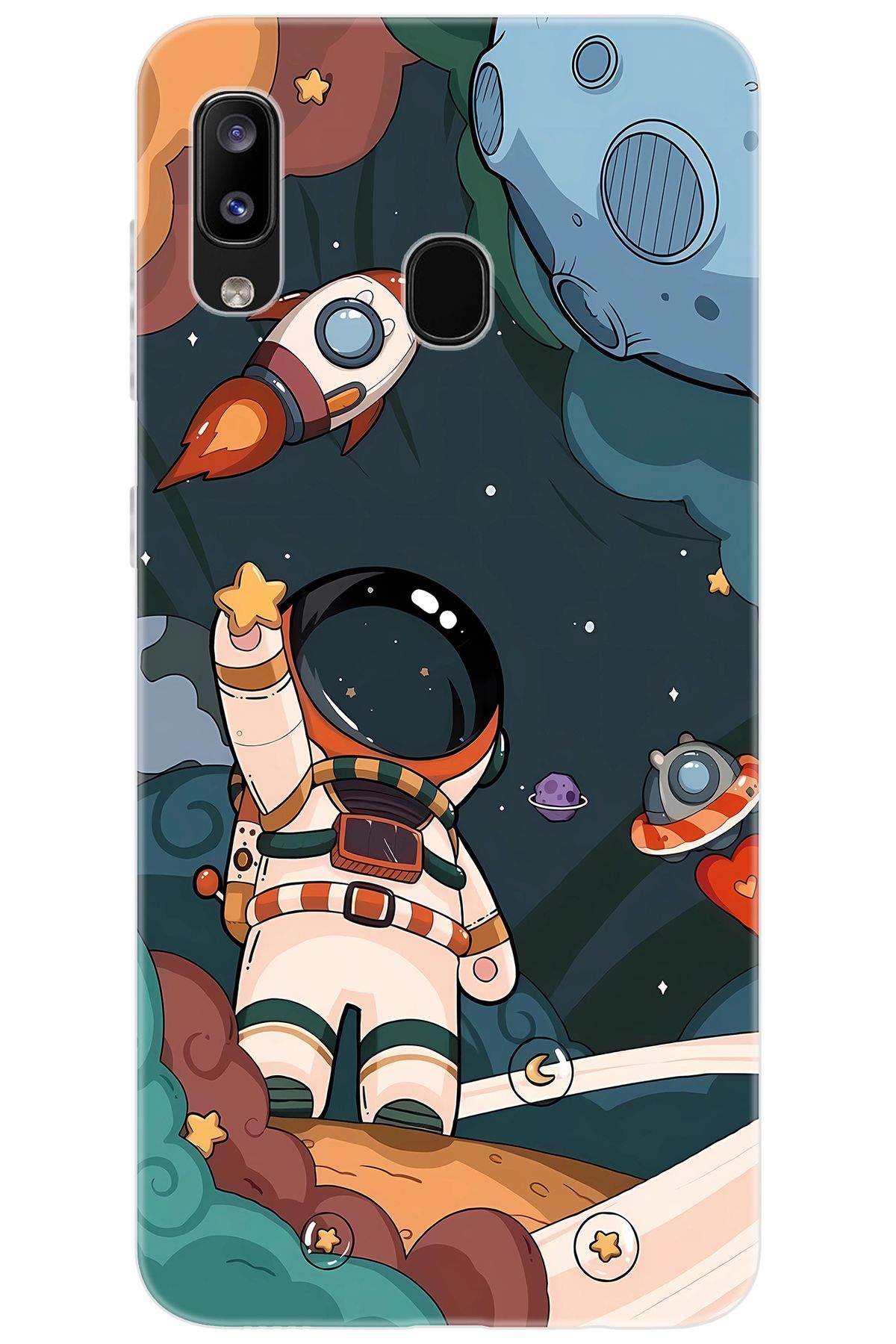 Ceppare Samsung Galaxy M10S (SM-M107F) Uyumlu Kılıf Desen Baskılı Silikon Astronot STK:696 CP-FgeVnv2