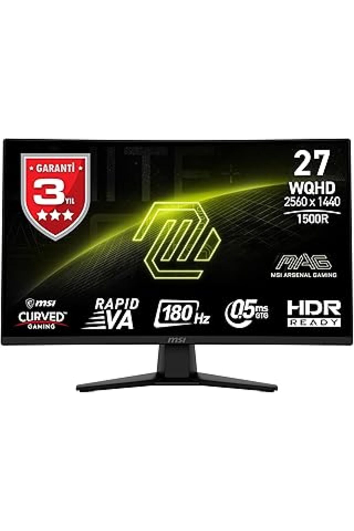 NETWORK ART Msi 27" Mag 274cqf, Gaming Monitör, Wqhd, Curve 1500r Rapid Va, 180hz, 0.5ms (GTG), Adaptive-sync,