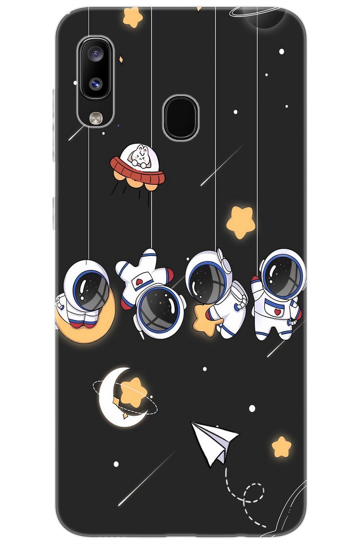 Ceppare Samsung Galaxy M10S (SM-M107F) Uyumlu Kılıf Desenli Silikon Sallanan Astronotlar STK:740 CP-7b2Ula9