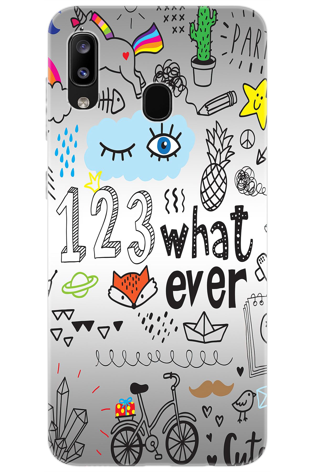 Ceppare Samsung Galaxy M10S (SM-M107F) Uyumlu Kılıf Desen Baskılı Silikon 123WHAT Ever STK:334 CP-4uhE7V0