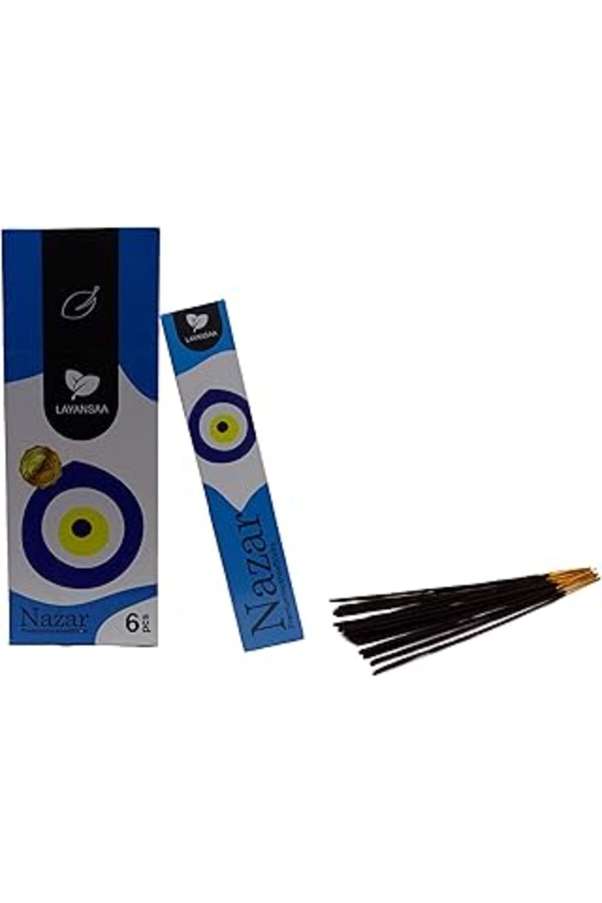 Mu Art Ahşap Layansaa Nazar (BLUE EYE) Kokusu Özel Aroma Kokusu Agarbatti Arınma 20 Adet 1 Paket Çubuk Tütsü