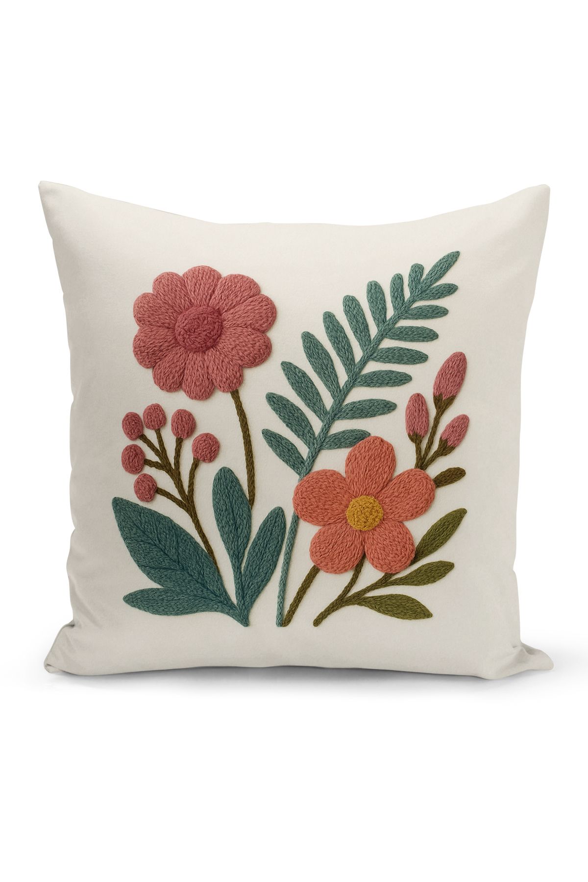 Bertille Home Çift Tarafı Dijital Baskılı Kırlent Kılıfı (Panç /Punch Nakış Desen Görünümlü)