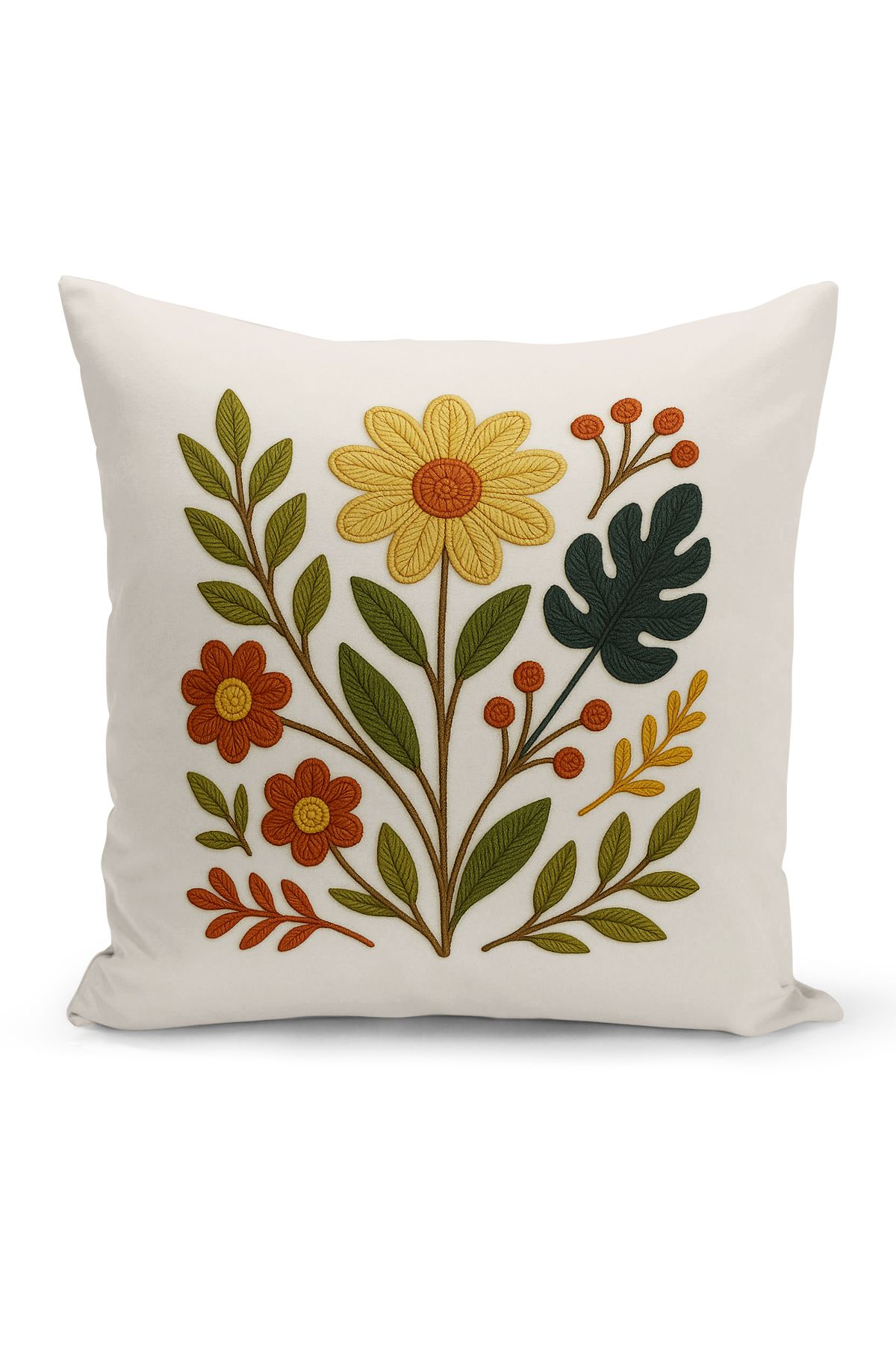 Bertille Home Çift Tarafı Dijital Baskılı Kırlent Kılıfı (Panç /Punch Nakış Desen Görünümlü)