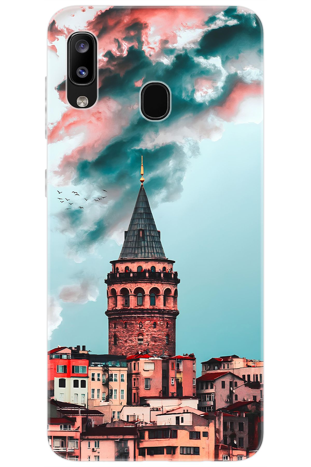 Ceppare Samsung Galaxy M10S (SM-M107F) Uyumlu Kılıf Desen Baskılı Silikon Galata Kulesi STK:688 CP-hT9cjsY