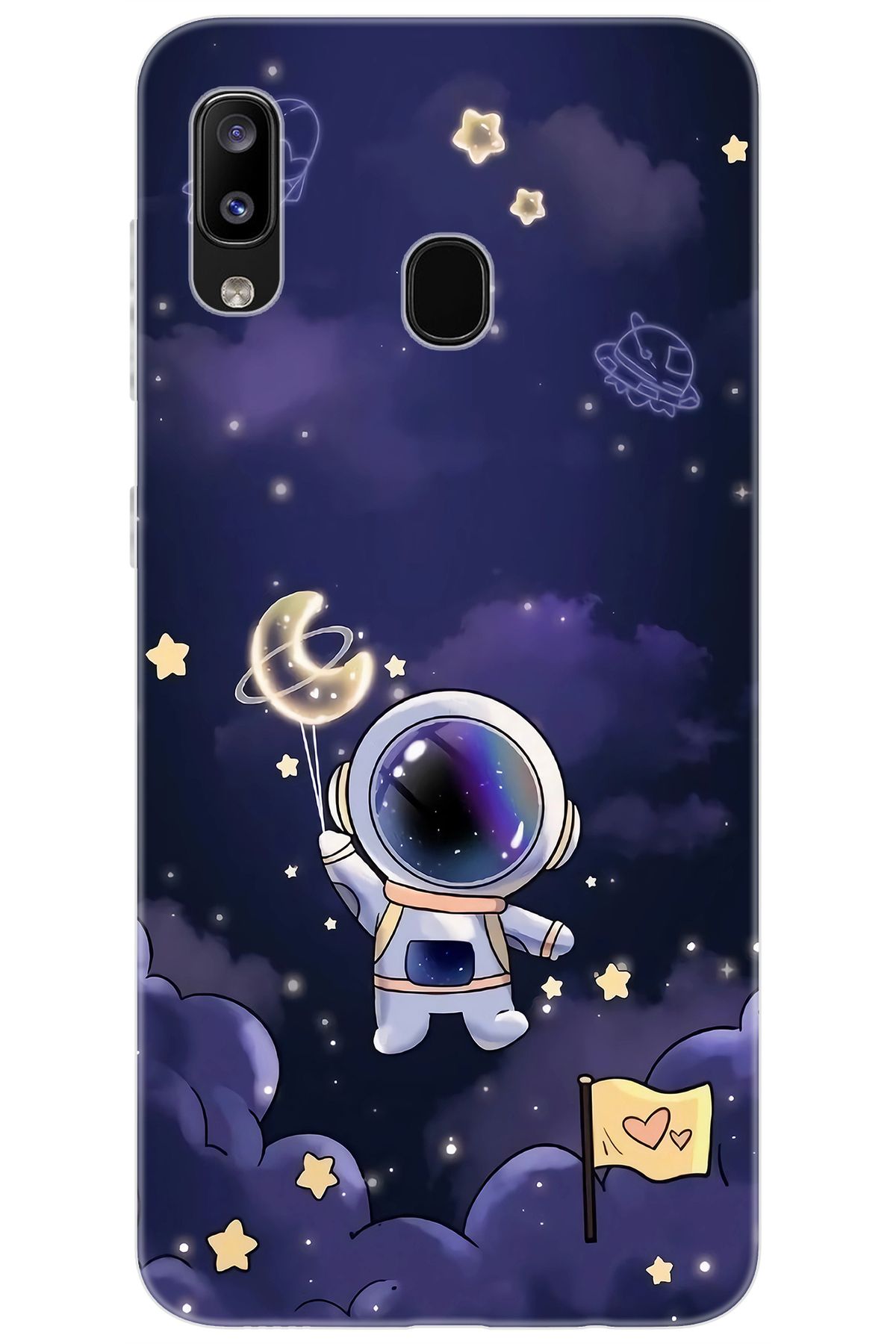 Ceppare Samsung Galaxy M10S (SM-M107F) Uyumlu Kılıf Desen Baskılı Silikon Astronot STK:738 CP-4uHqoTU