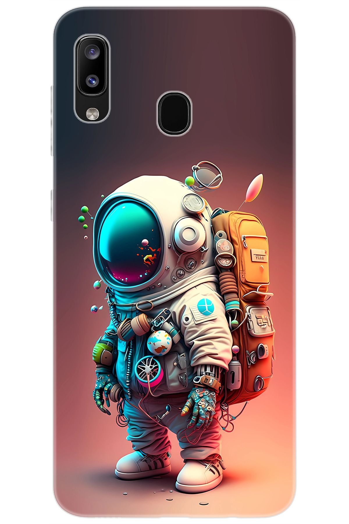 Ceppare Samsung Galaxy M10S (SM-M107F) Uyumlu Kılıf Desen Baskılı Silikon Astronot STK:682 CP-Ay6JvOS