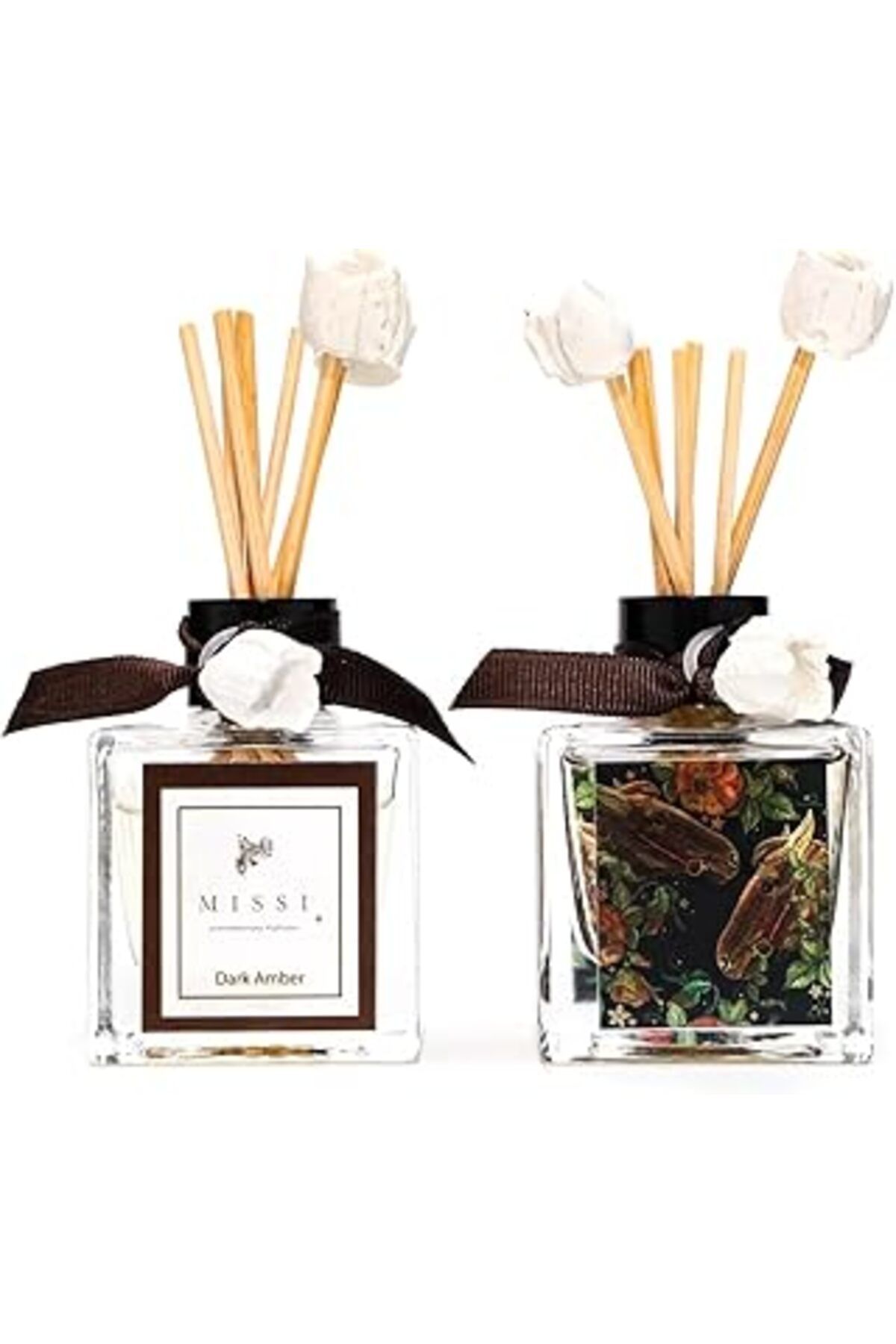 Mu Art Ahşap 2'li 50 ml Dark Amber Oda Kokusu Seti