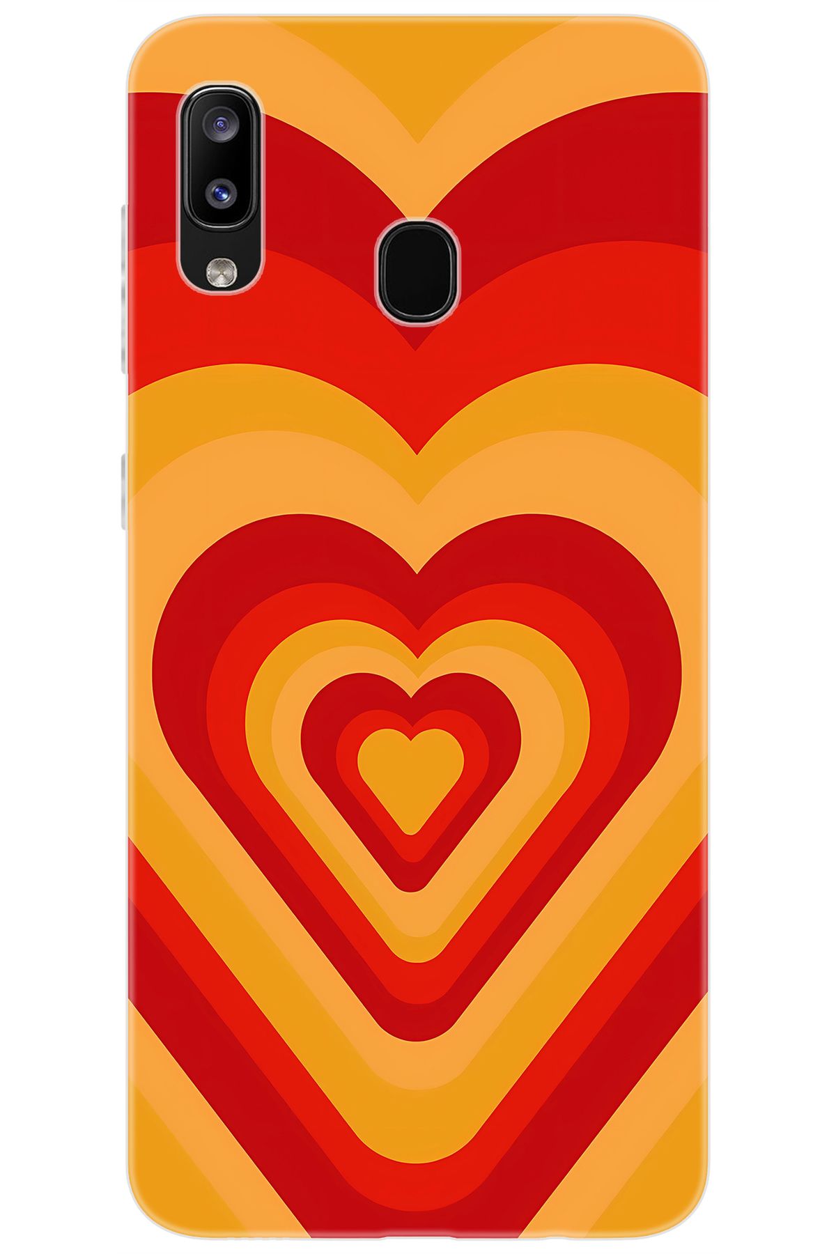 Ceppare Samsung Galaxy M10S (SM-M107F) Uyumlu Kılıf Desenli Silikon Sarı Kırmızı Kalpler STK:1009 CP-plF7DxH