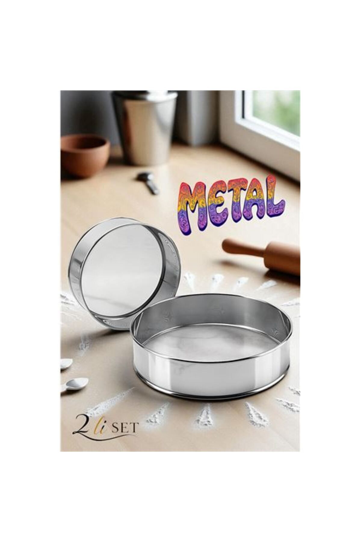 Toptan Bulurum Metal Un Eleği 15 ve 24 cm 2 li SET