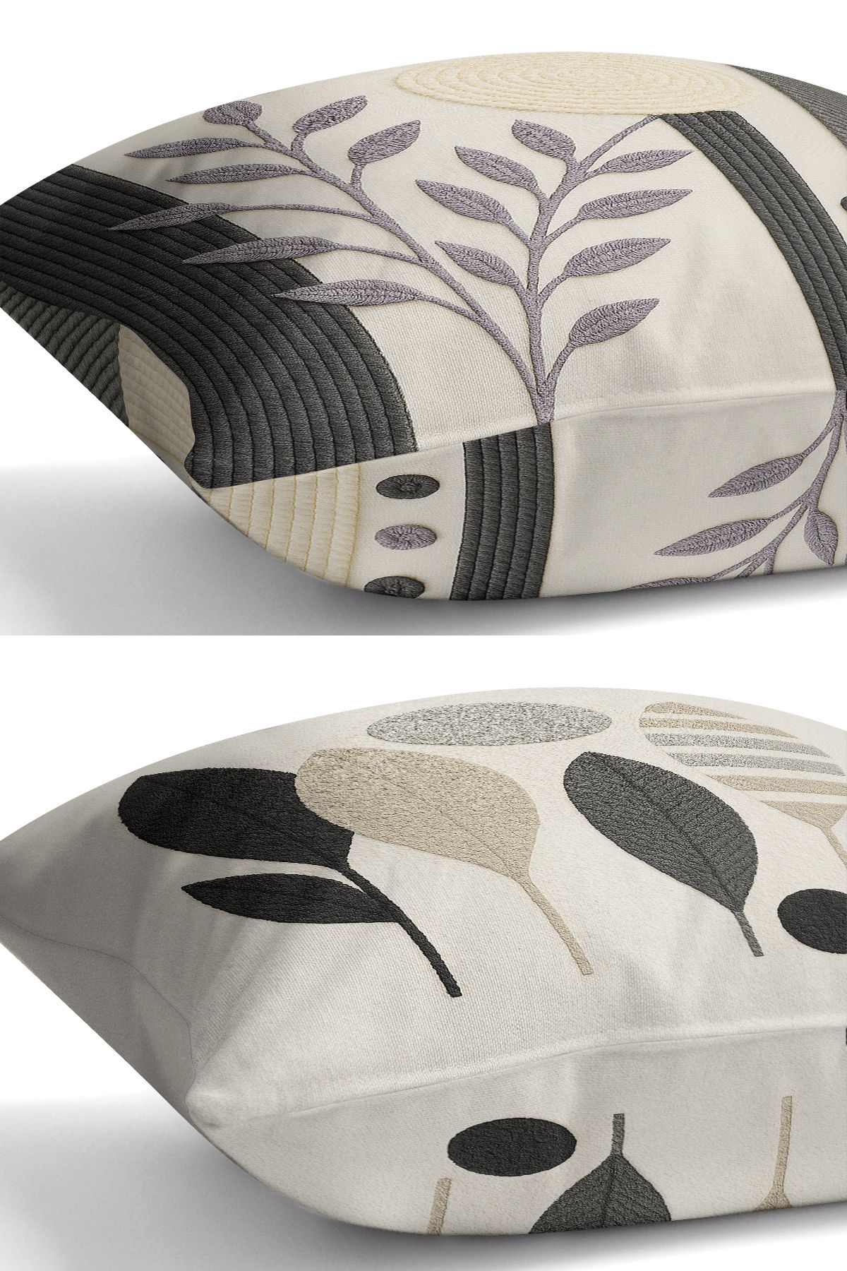 Bertille Home-Set de 3 huse de pernă cu imprimare digitală pe două părți (aspect de broderie cu model de puncție) 6