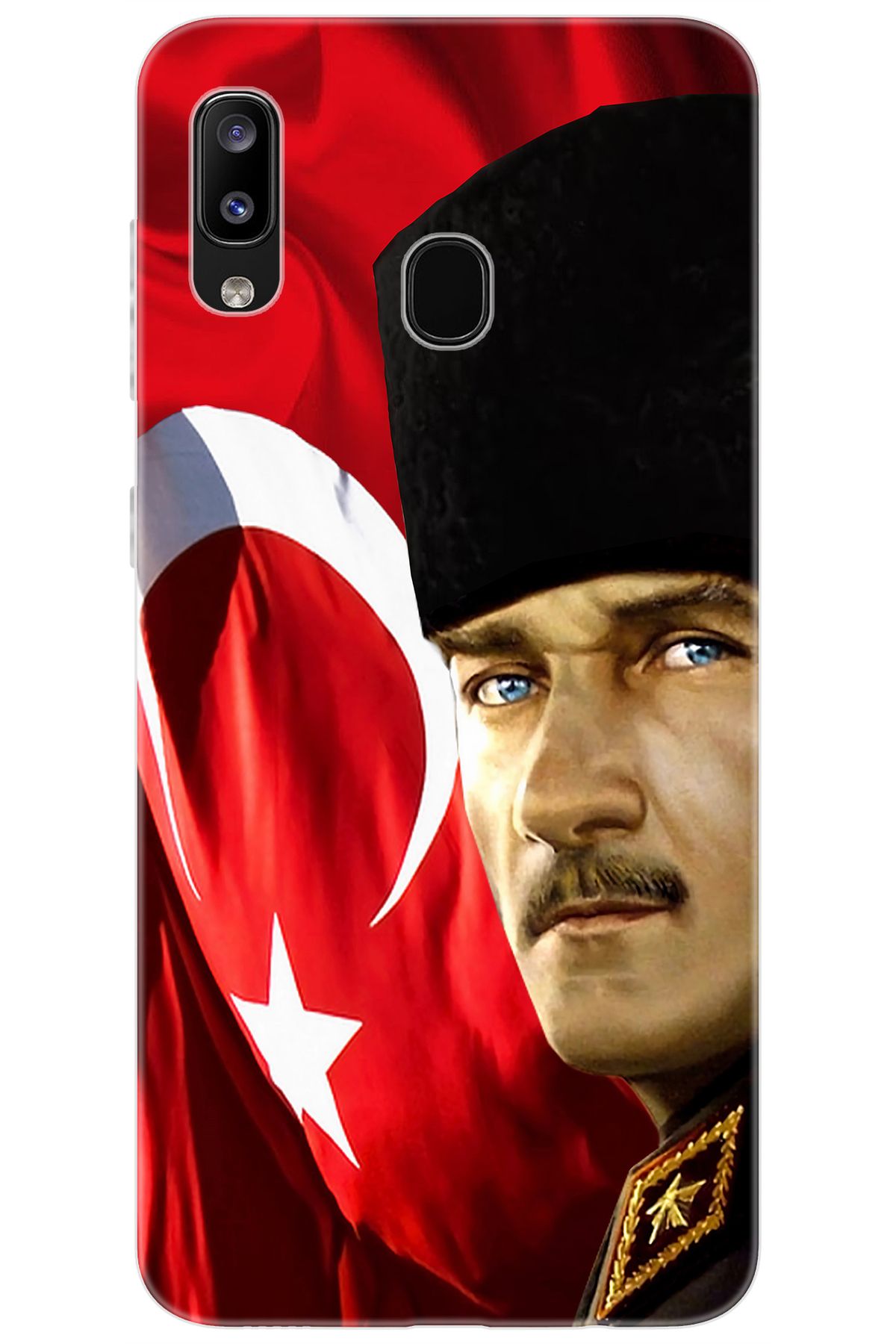 Ceppare Samsung Galaxy M10S (SM-M107F) Uyumlu Kılıf Desen Silikon Atatürk ve Türk Bayrağı STK:726 CP-tSOyPNy