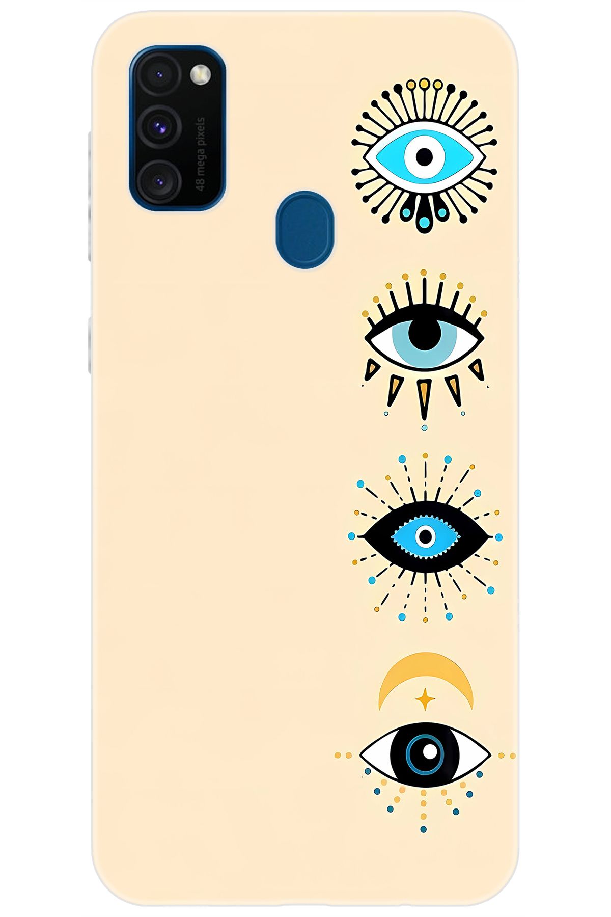 Ceppare Samsung Galaxy M30S (SM-M307F) Uyumlu Kılıf Desen Baskılı Silikon Nazar Gözler STK:742 CP-mrZpHSh