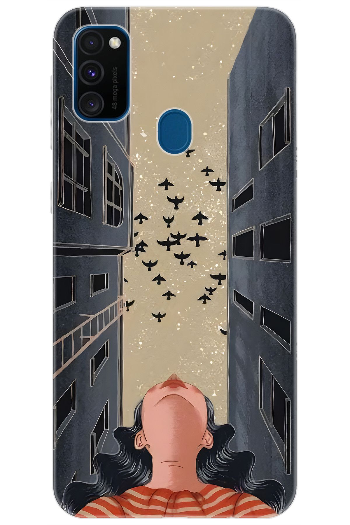 Ceppare Samsung Galaxy M30S (SM-M307F) Uyumlu Kılıf Desen Baskı Silikon Gök Yüzü ve Kuşlar STK727 CP-8n7Ki4k