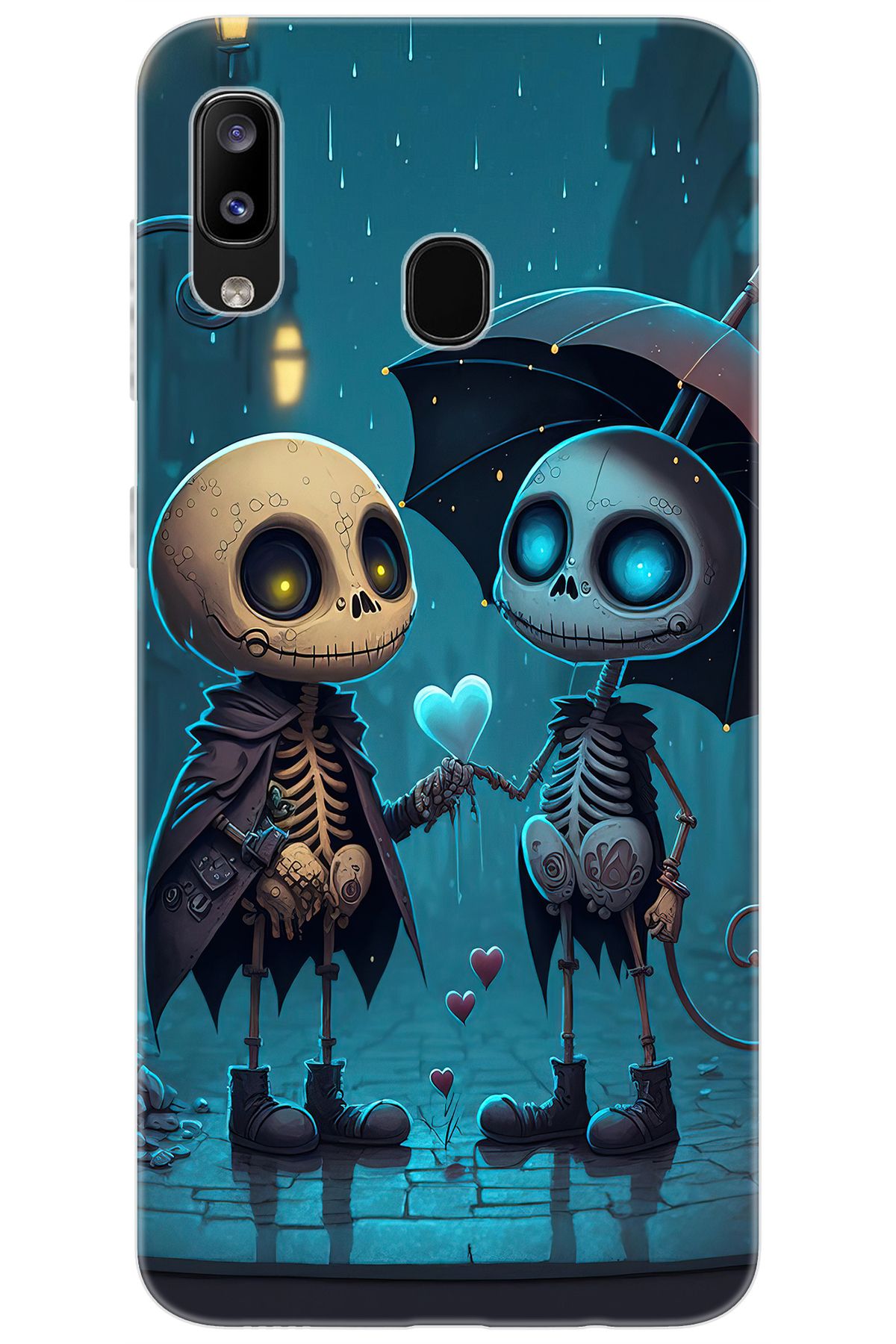 Ceppare Samsung Galaxy M10S (SM-M107F) Uyumlu Kılıf Desen Baskılı Silikon Aşık İskeletler STK:733 CP-QyEiX7W