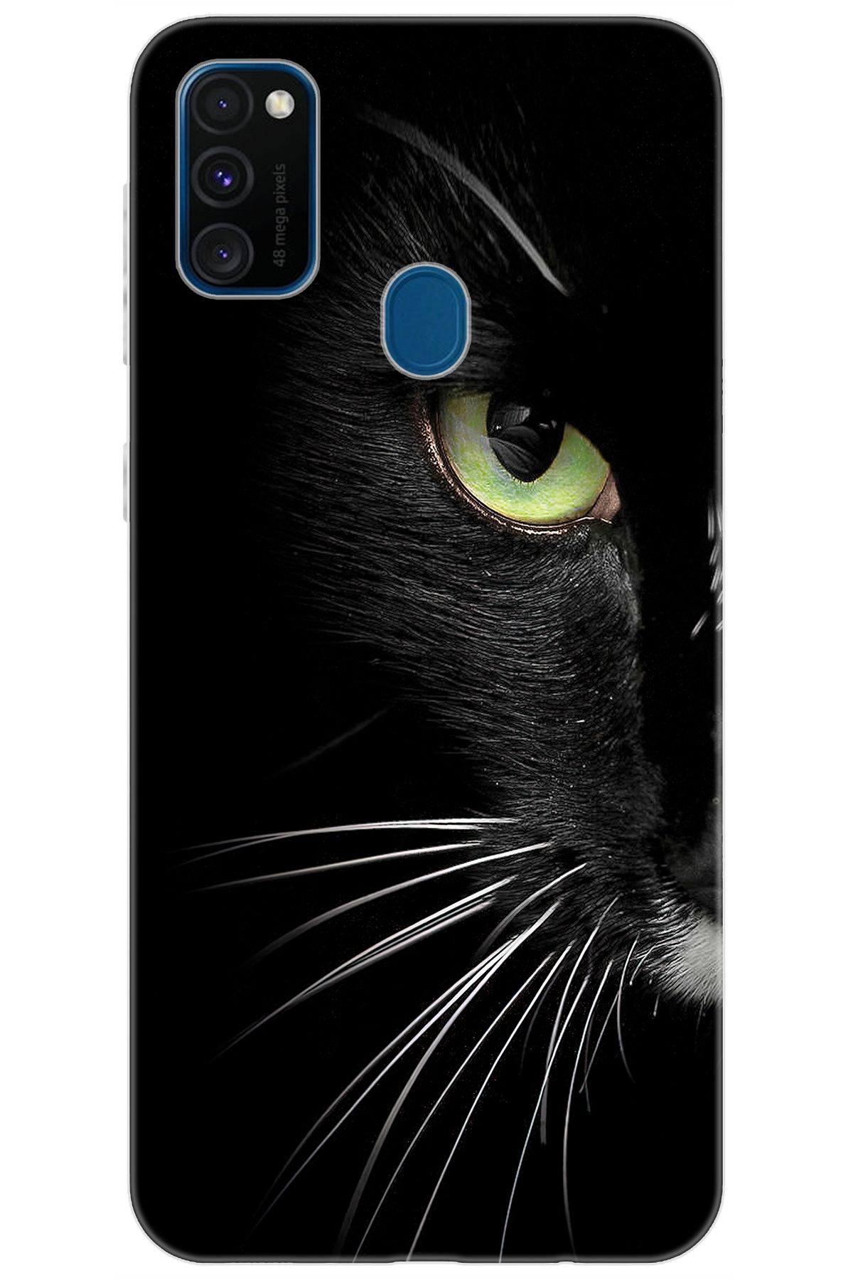 Ceppare Samsung Galaxy M30S (SM-M307F) Uyumlu Kılıf Desen Baskılı Silikon Siyah Kedi STK:482 CP-INU5Jcl