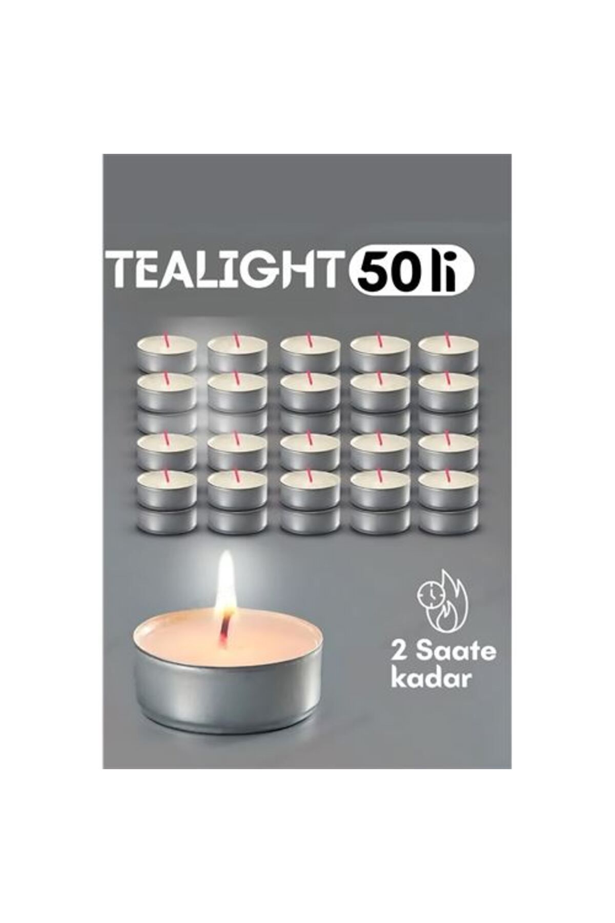 Toptan Bulurum Tealight Mum 50 Adet - Kokusuz Dekoratif Mum