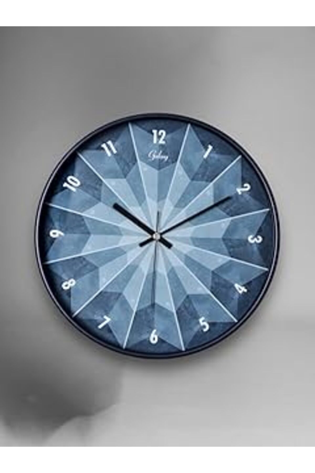 Mu Art Ahşap Galaxy D-218-F-1 Modern Kadran 30 Cm Sessiz Akar Duvar Saati Mavi