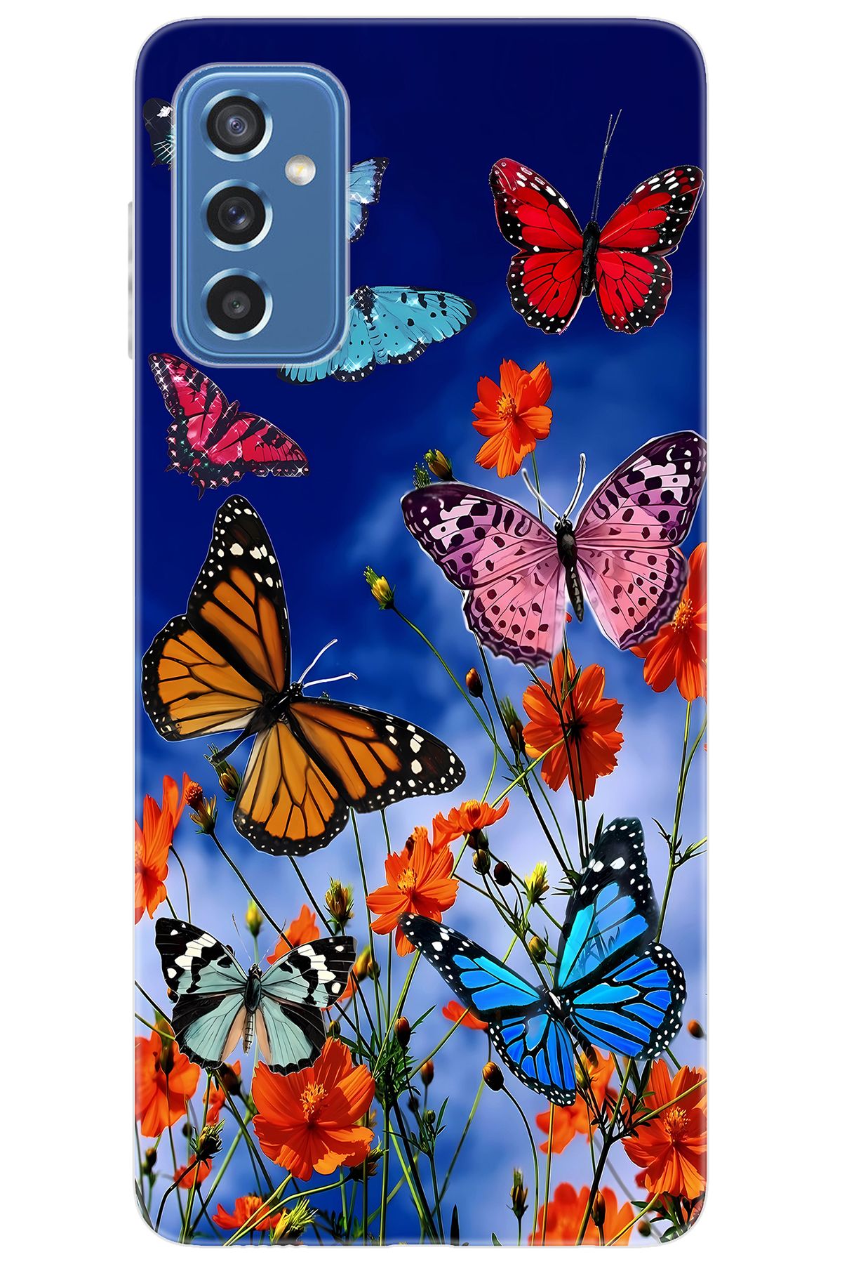 Ceppare Samsung Galaxy M52 (SM-M526B) Uyumlu Kılıf Desen Baskı Silikon Renkli Kelebekler STK:741 CP-oPxMQqp
