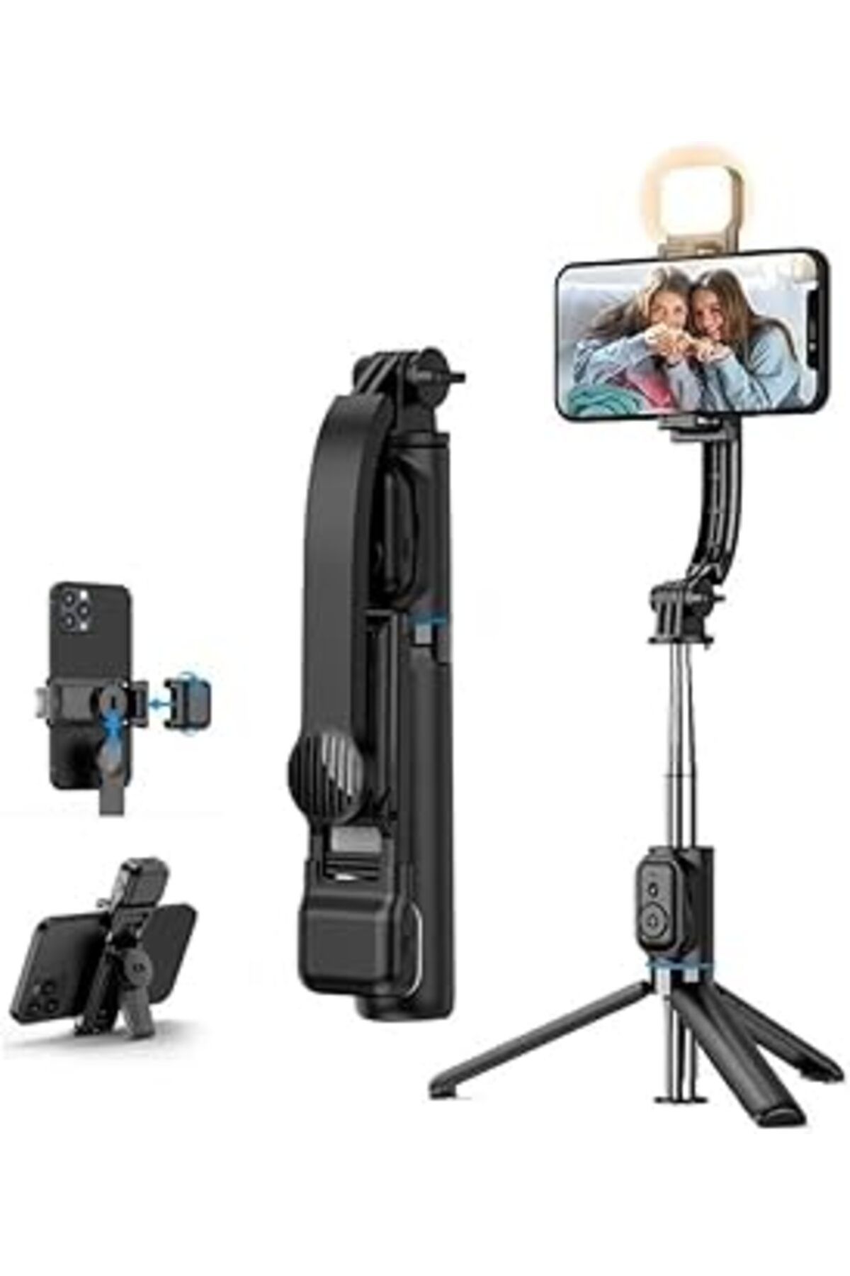 NETWORK ART Hobimtek C01S Çok Amaçlı Işıklı Selfie Çubuğu Masa Üstü Tripod Kumandalı Selfie Dolgu Işığı Dahil 1