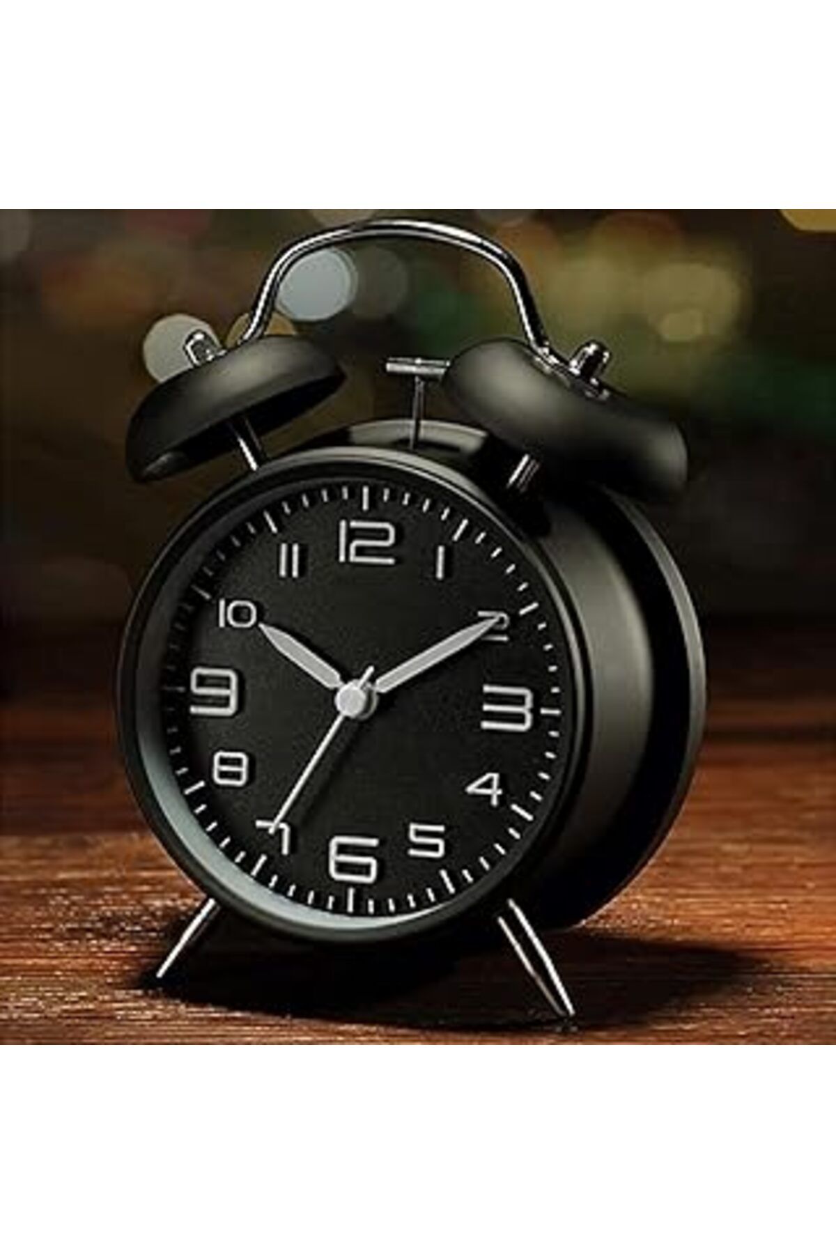 ASİTAN Valkyrie Sessiz Akar Saniyeli 16Cm Alarm Masa Çalar Saat Yüksek Zil Sesi Büyük Boy Siyah