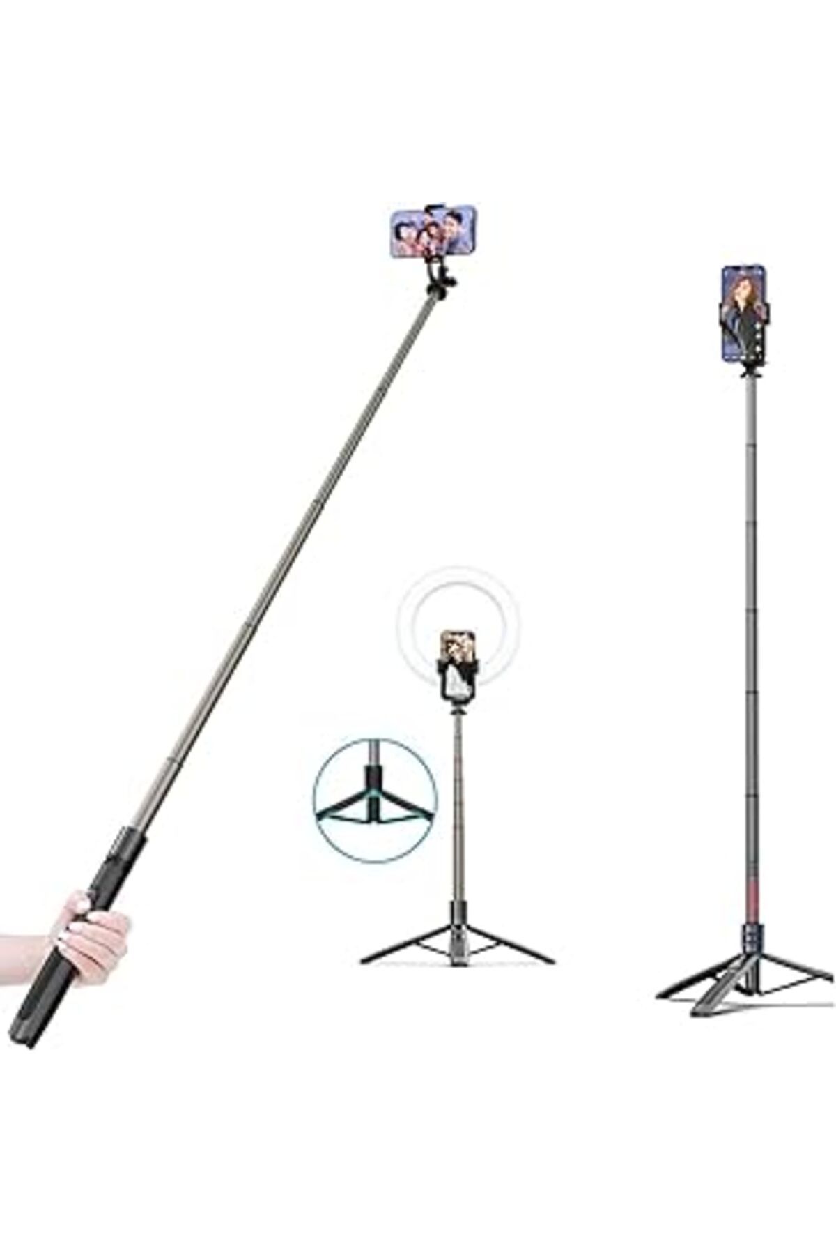 NETWORK ART Hobimtek Q6 Katlanabilir Çok Fonksiyonlu Selfie Tripod Vlog Uzaktan Kumandalı 4 In 1 Android Ios