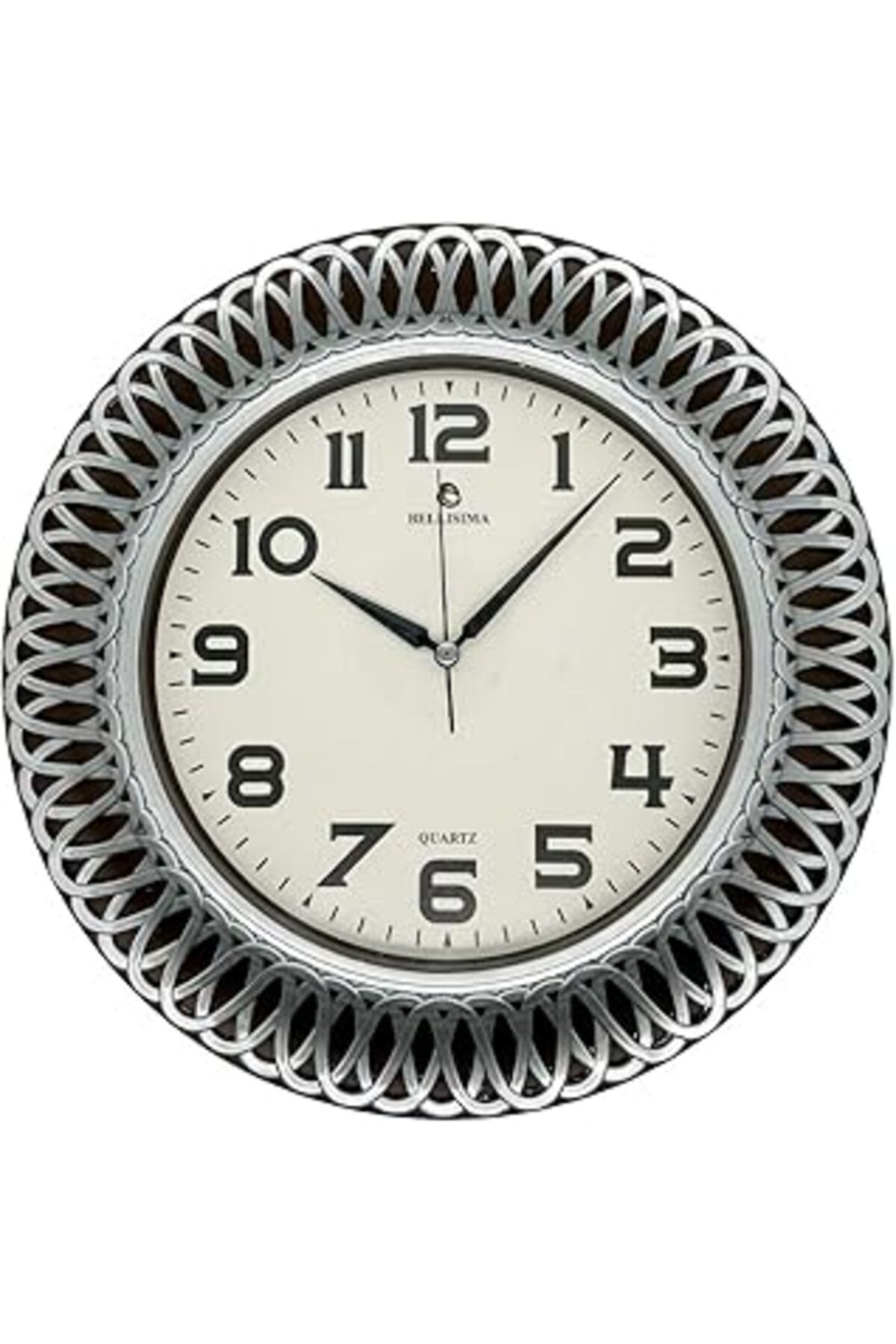 ASİTAN Bellisima Bl-1057 Serisi Klasik Kadran İşleme Desenli Sessiz Akar 30 Cm Duvar Saati Kırmızı-Gri