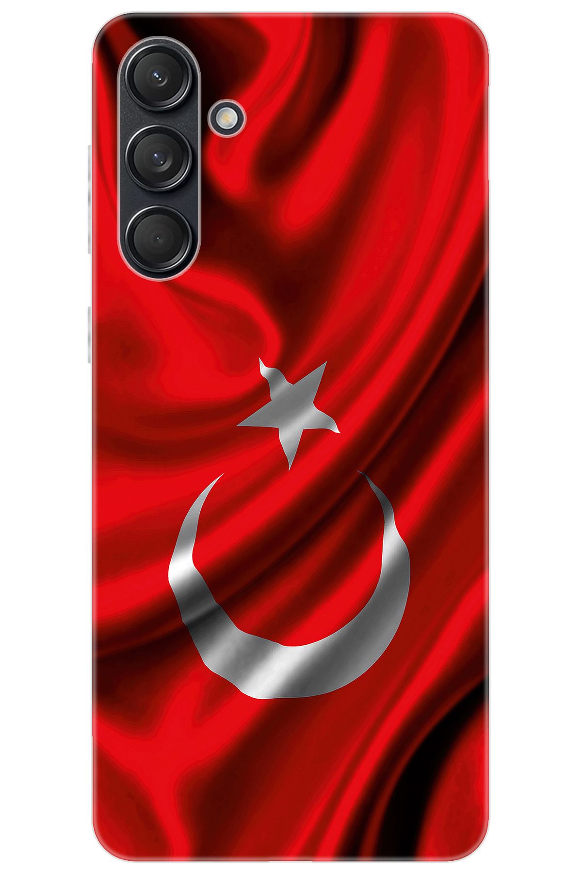Ceppare Samsung Galaxy M55 (SM-M556B) Uyumlu Kılıf Desenli Silikon Dalgalı Türk Bayrağı STK:369 CP-yHGyaE4
