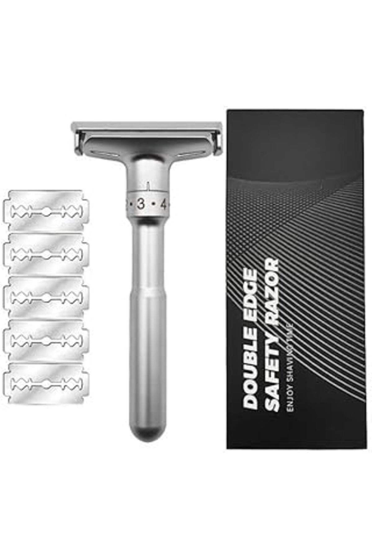 Pazarcan Valkyrie Metal Ayarlanabilir Manuel Geleneksel Tıraş Aleti Makinası 5 Jilet 6 Kademe Gümüş
