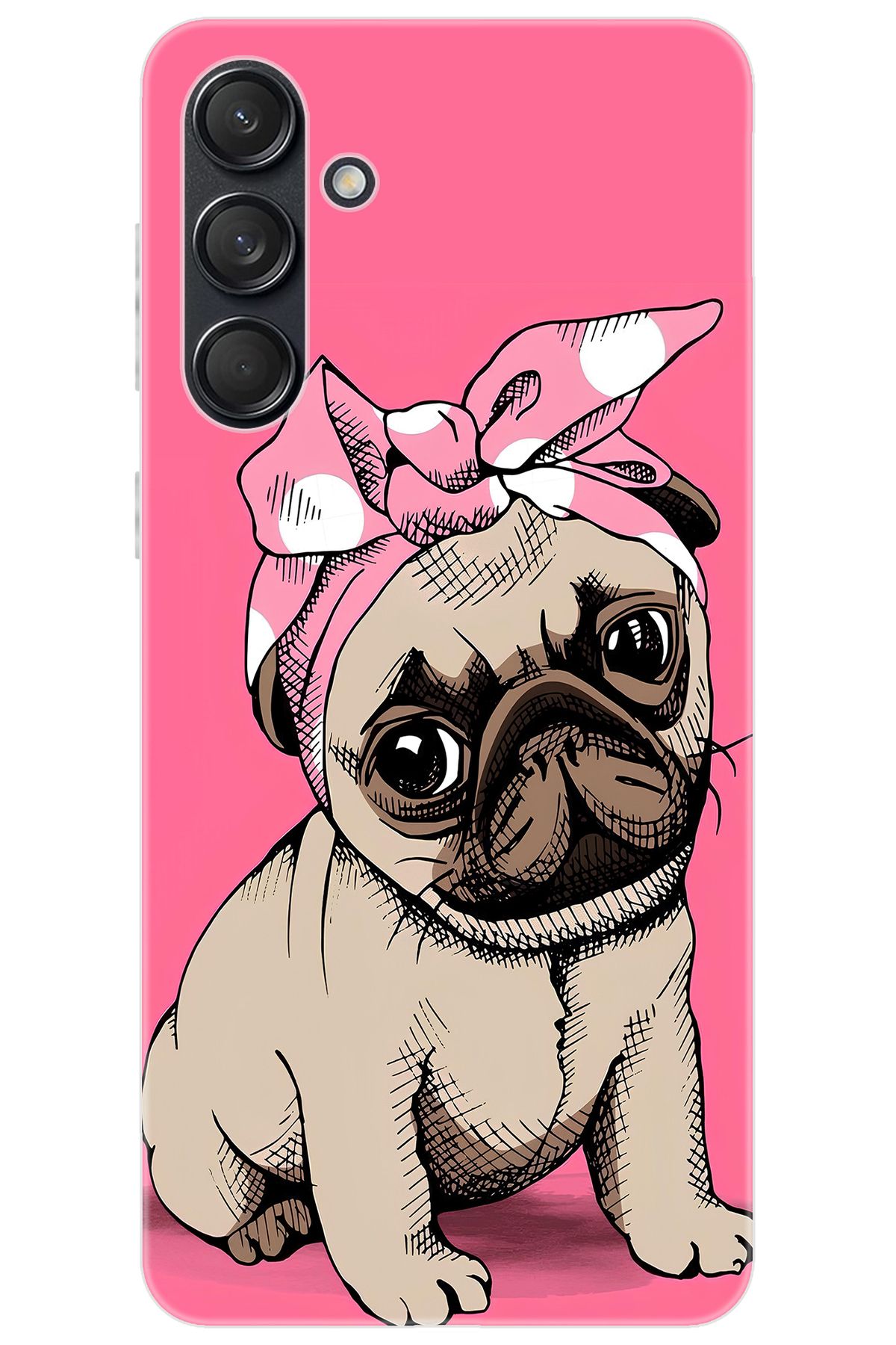 Ceppare Samsung Galaxy M55 (SM-M556B) Uyumlu Kılıf Desen Baskılı Silikon Sevimli Pug STK:748 CP-w92Gh50
