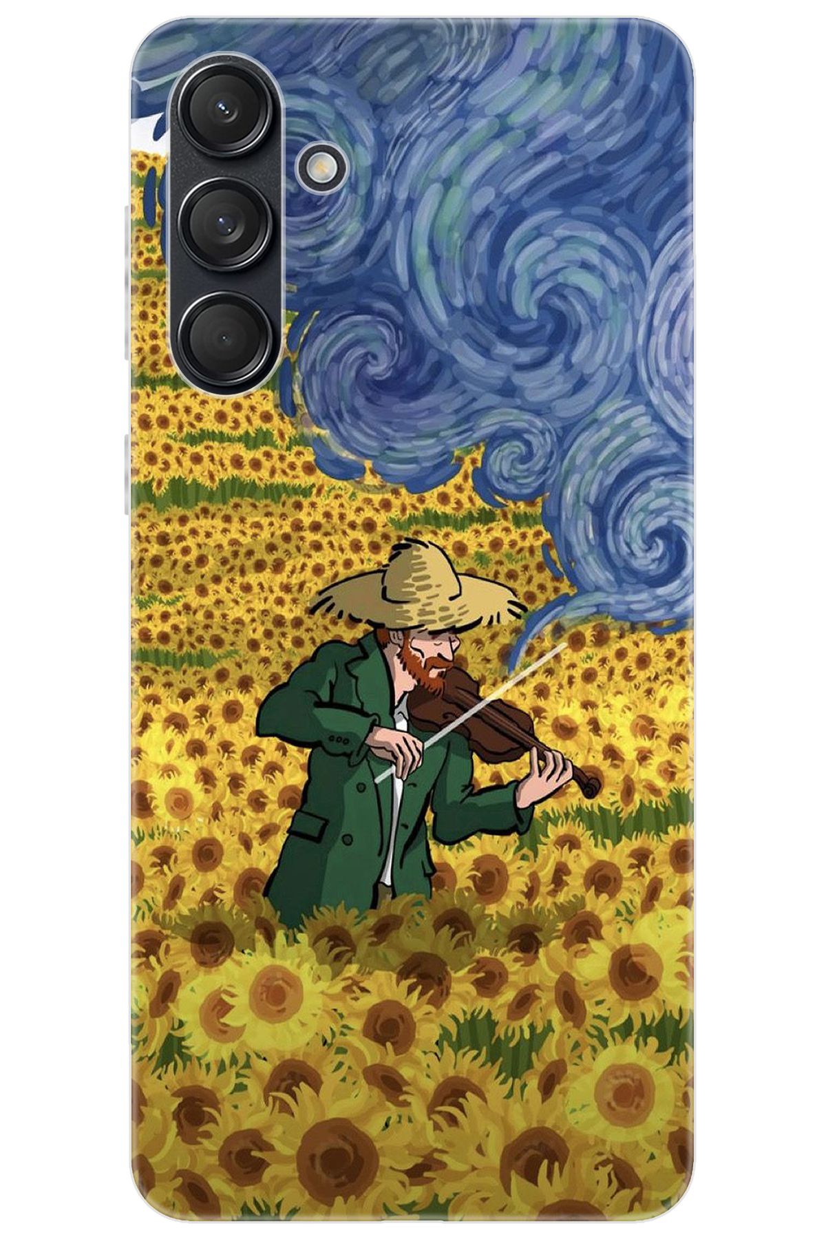Ceppare Samsung Galaxy M55 (SM-M556B) Uyumlu Kılıf Silikon Sunflower Ayçiçeği Tarlası STK:756 CP-h9eS2VZ