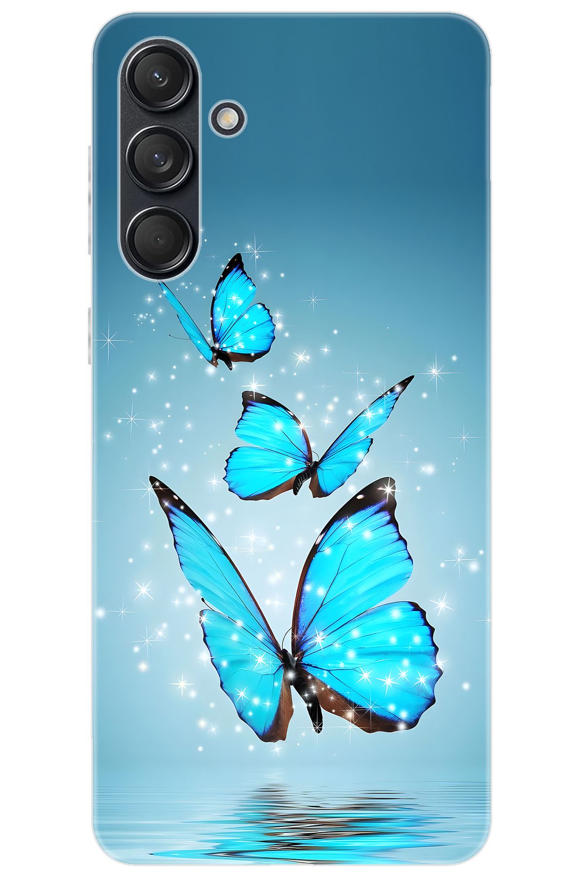 Ceppare Samsung Galaxy M55 (SM-M556B) Uyumlu Kılıf Desen Baskılı Silikon Mavi Kelebek STK:710 CP-TabBjiP