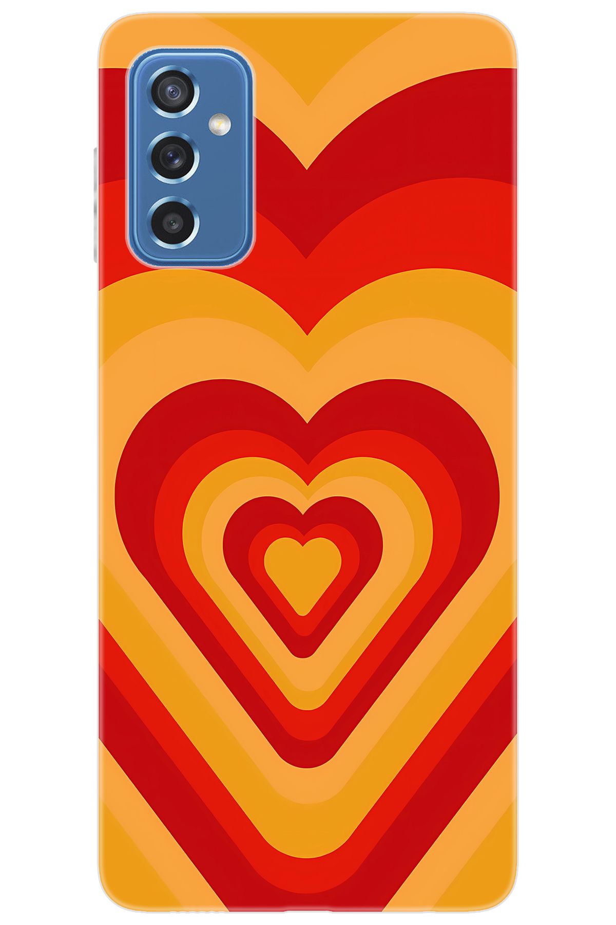 Ceppare Samsung Galaxy M52 (SM-M526B) Uyumlu Kılıf Desenli Silikon Sarı Kırmızı Kalpler STK:1009 CP-jxt4lnf