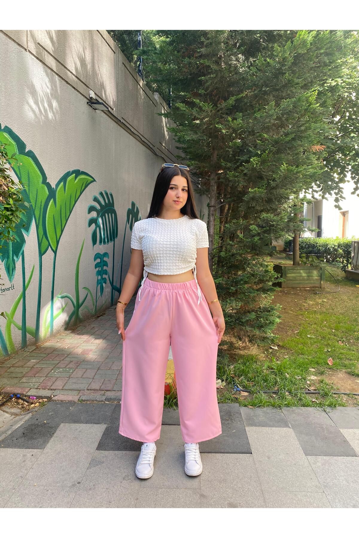 CLB COLLECTION Kadın beli lastikli bol pantolon