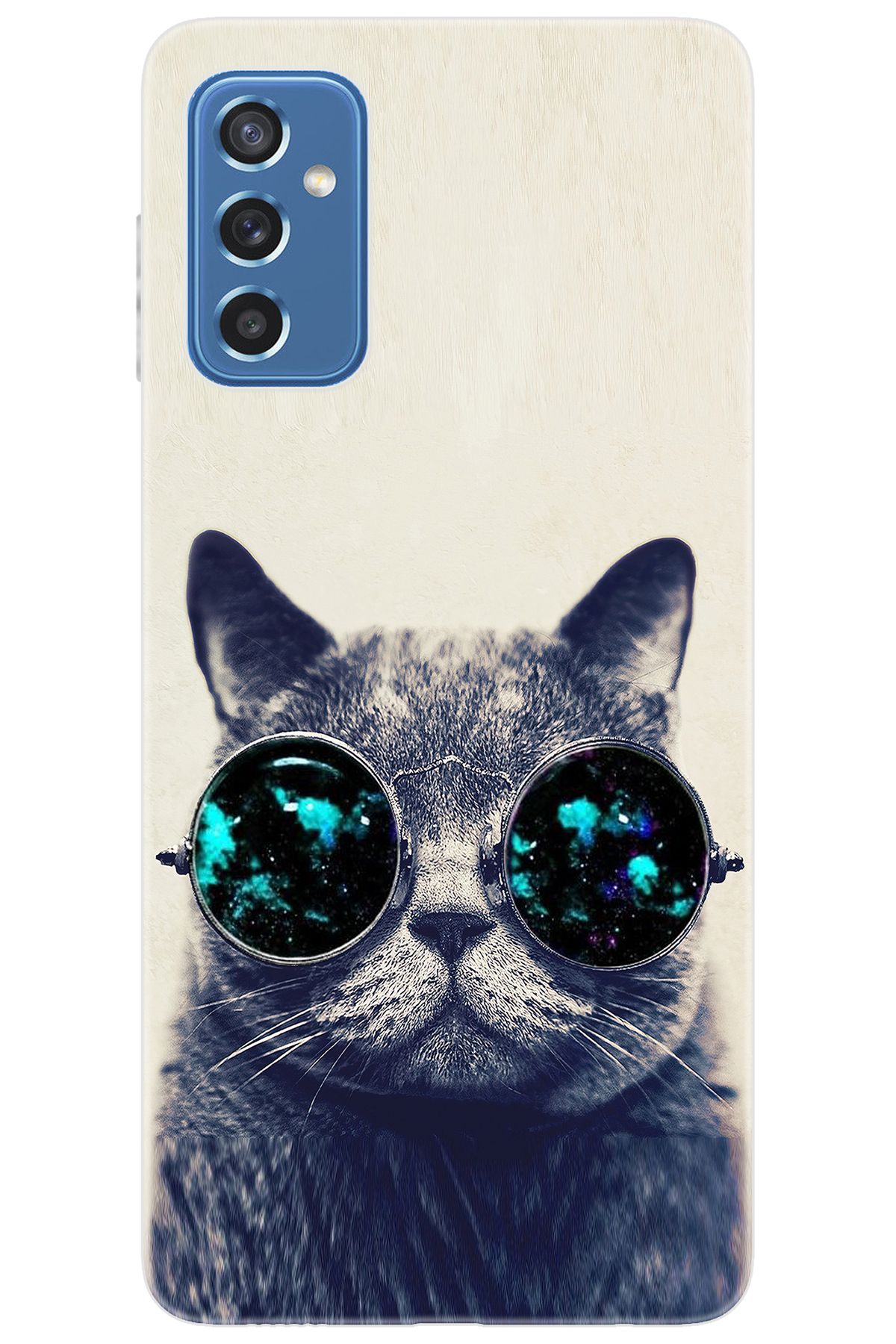 Ceppare Samsung Galaxy M52 (SM-M526B) Uyumlu Kılıf Desen Baskılı Silikon Gözlüklü Kedi STK:236 CP-sqFozOo