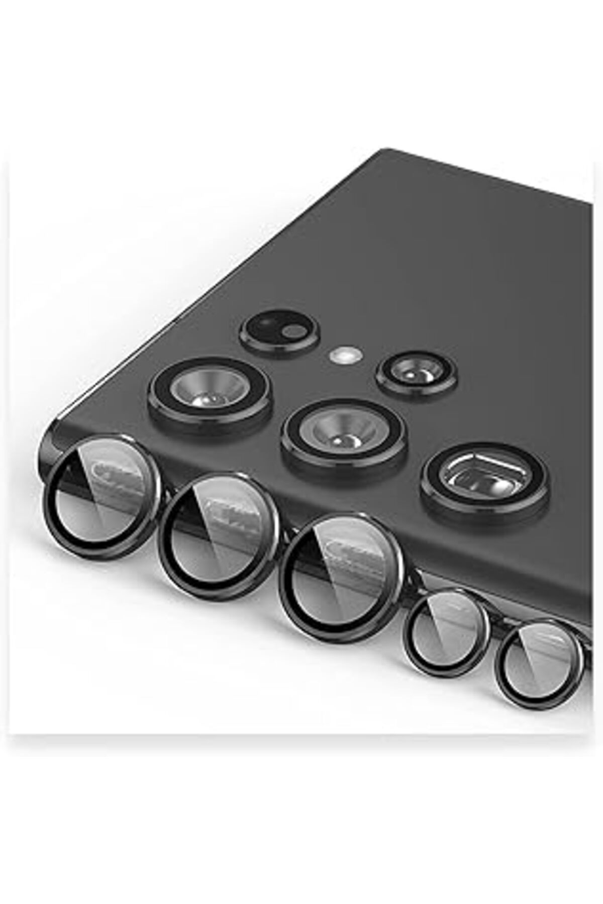 NETWORK ART Teknosepetim Samsung Galaxy S23 Için Kamera Lens Koruyucuları Metal Siyah Renk Temperli Cam Çizilme