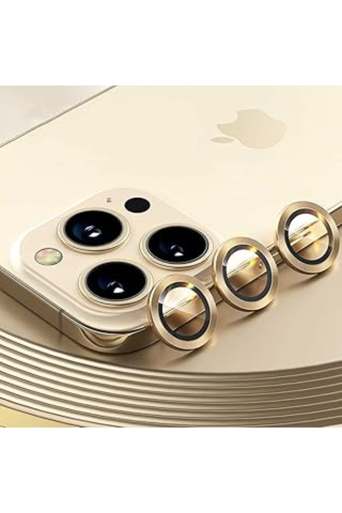 NETWORK ART Heartz Iphone 14 Pro / 14 Pro Max Gold Için Kamera Lens Koruyucu Çizilmez Hd Görüntü Bozmaz Metal T
