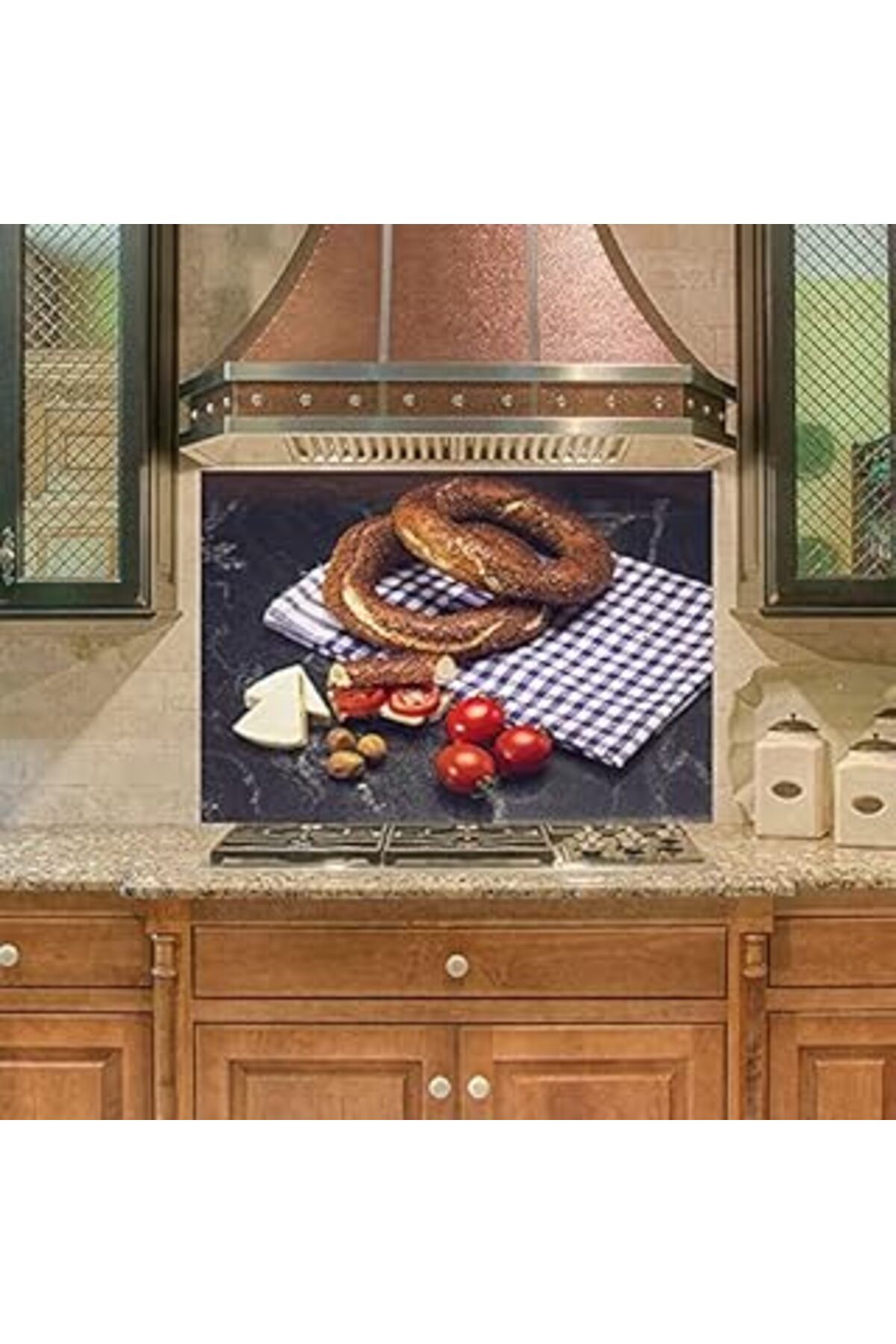 NETWORK ART Mutfak Duvar Tezgah Arkası Sticker Kaplama Simit Peynir